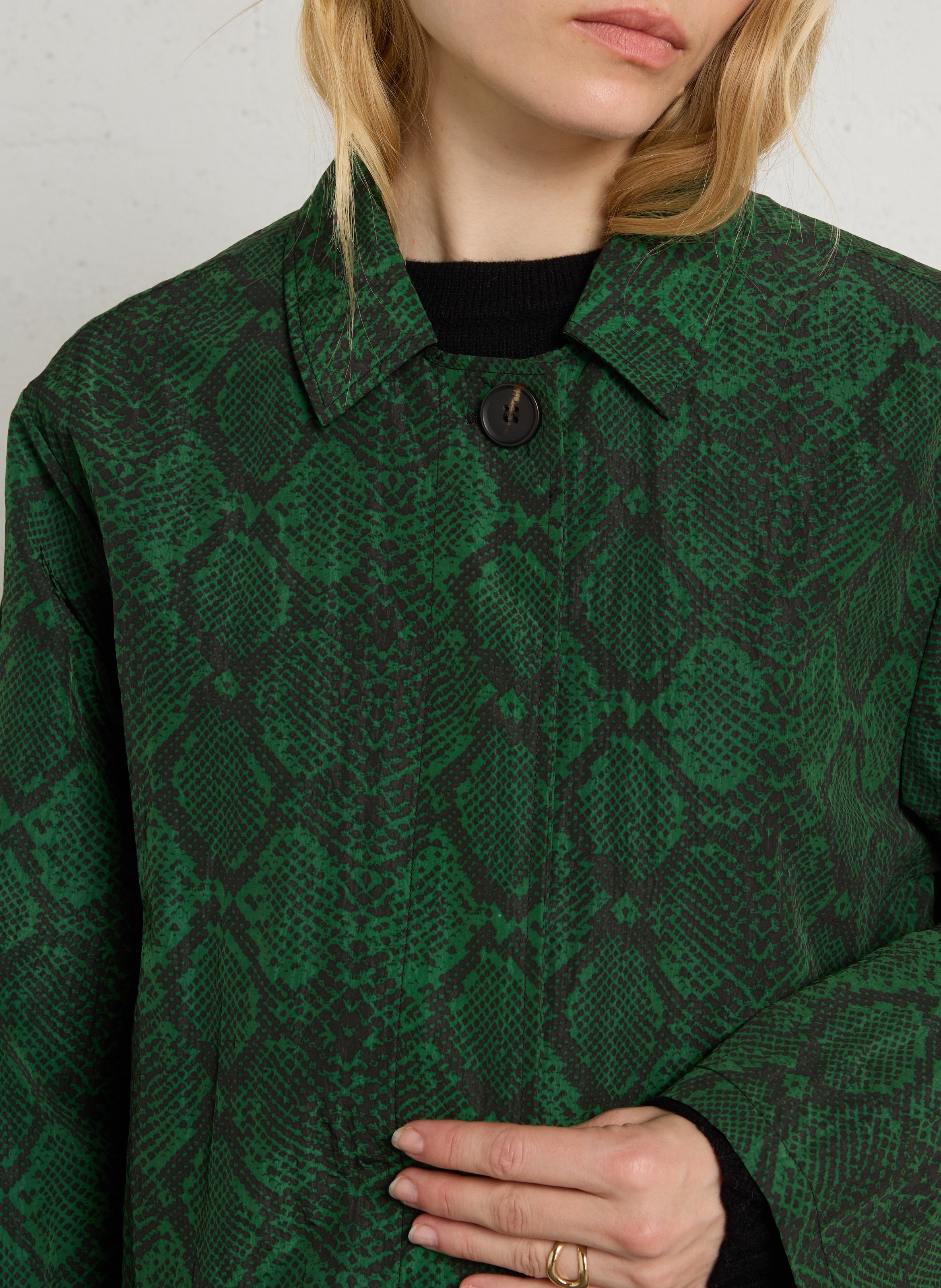 Oversize bedruckter Trenchcoat LEON & HARPER Grun