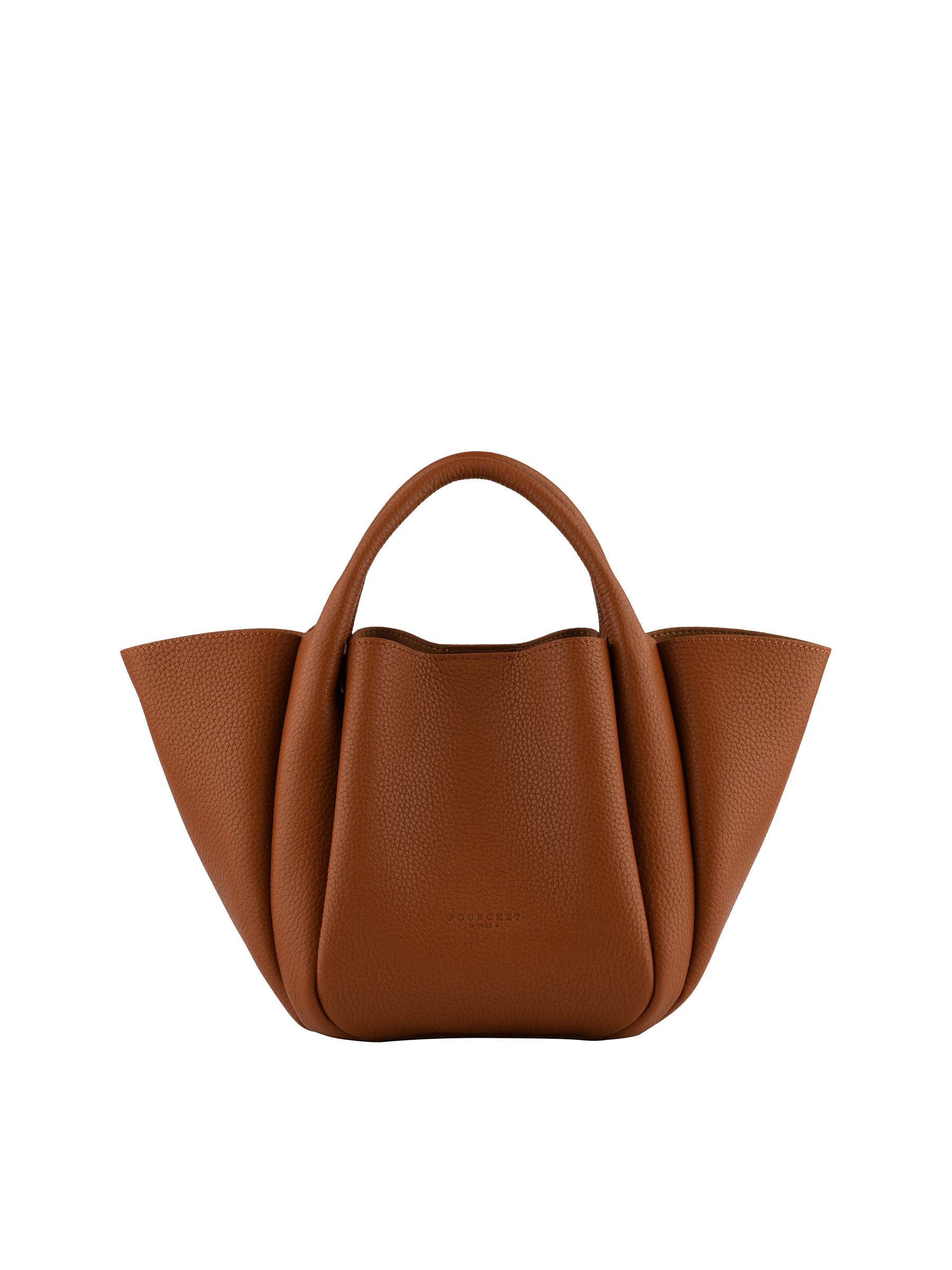 Calfskin leather handbag POURCHET Brown