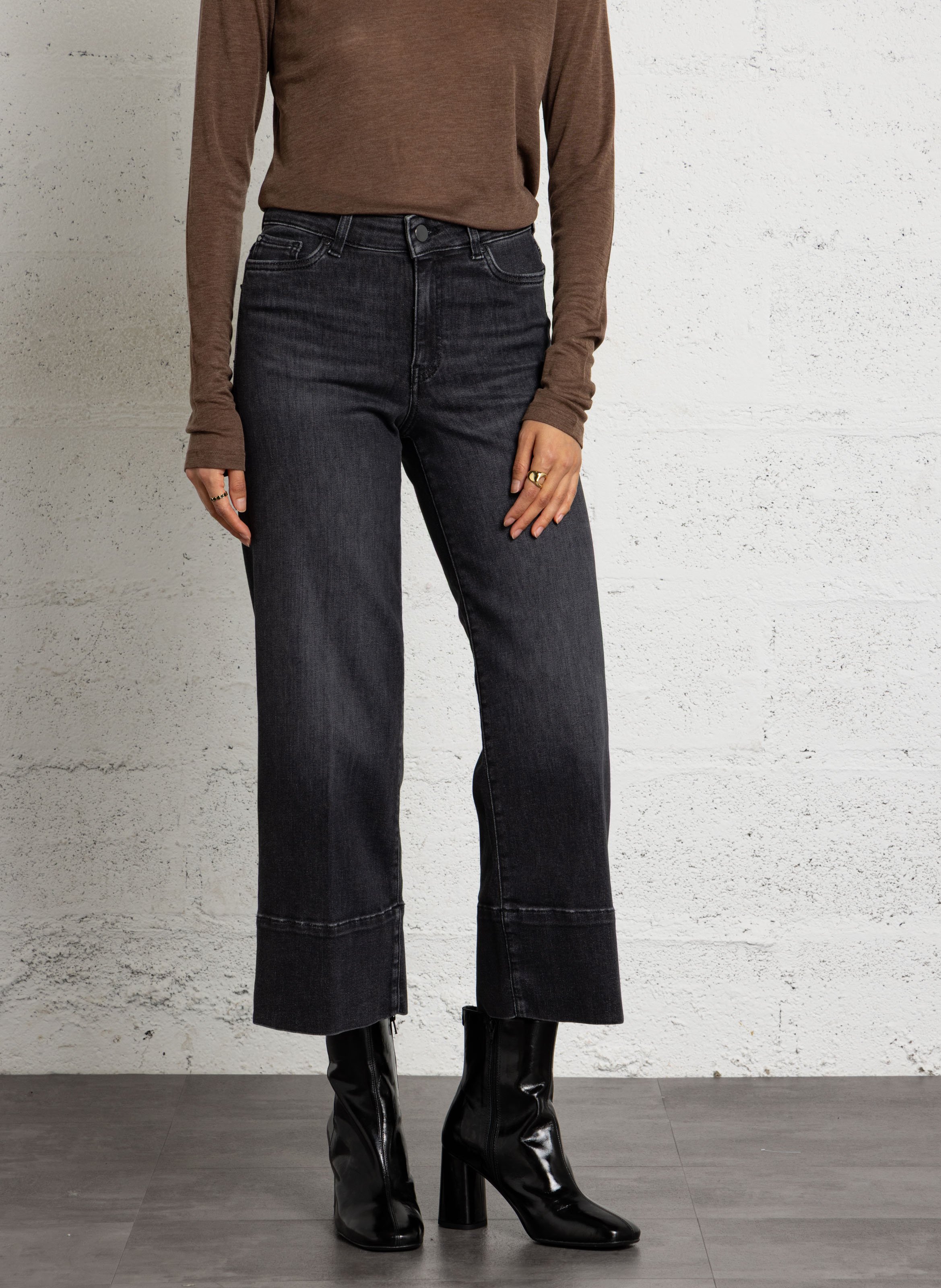 Straight Cut Cropped-Jeans aus Baumwoll-Mix MAISON 123 Grau