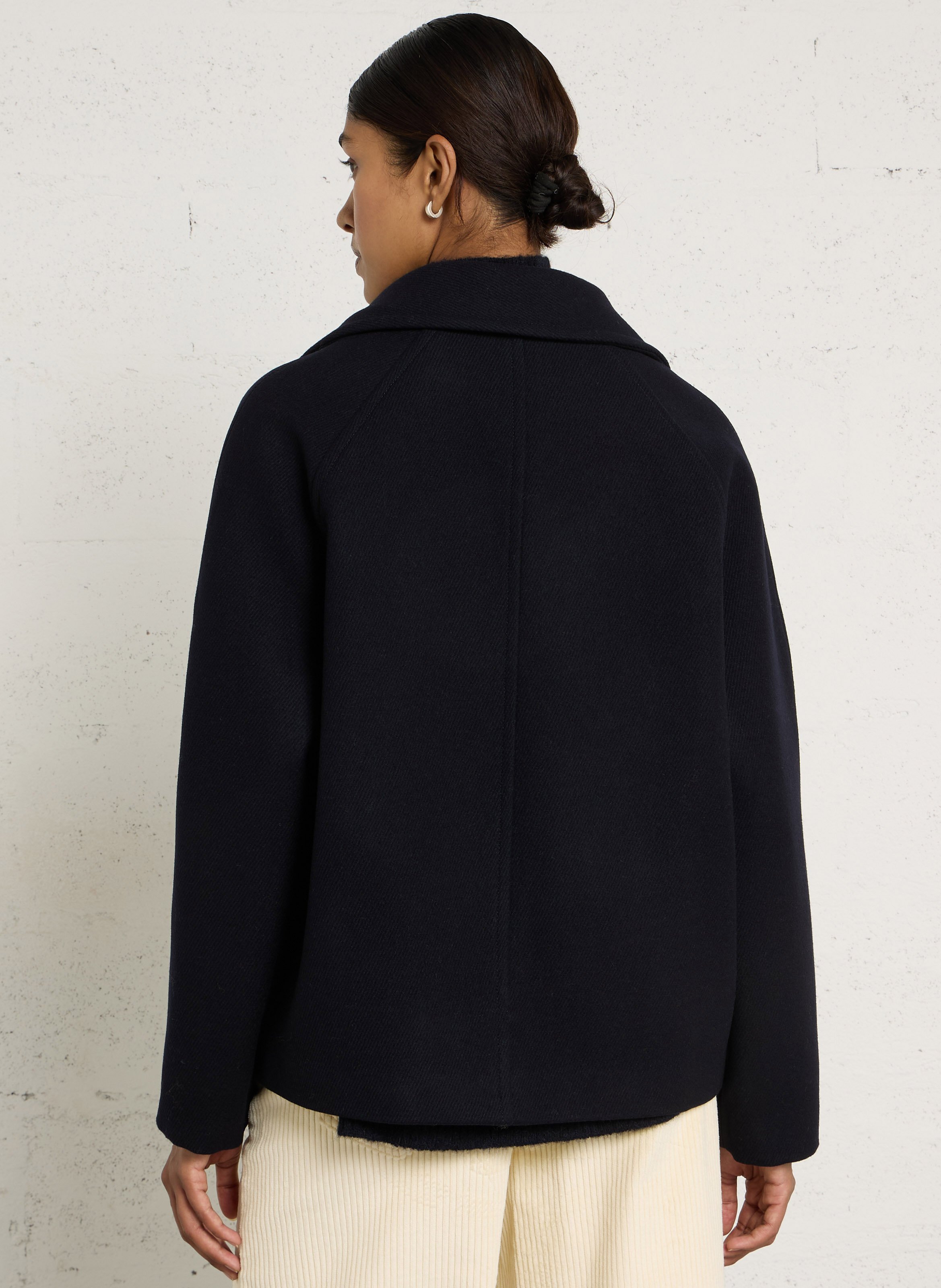 Manteau caban uni en laine DES PETITS HAUTS Bleu