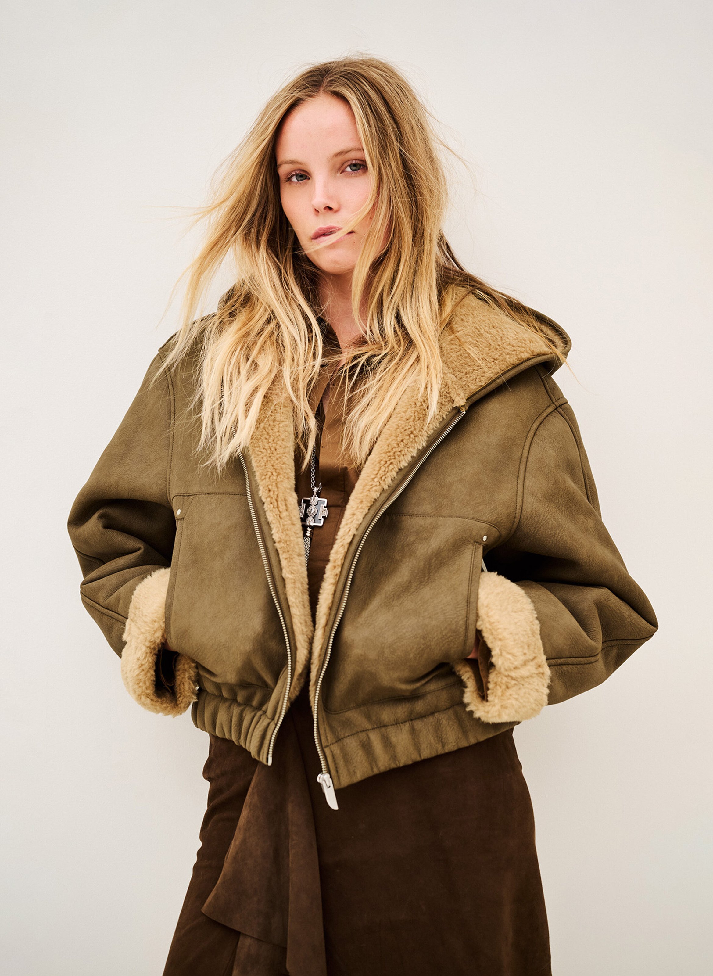 Straight zip-up hooded jacket BA&SH Brown