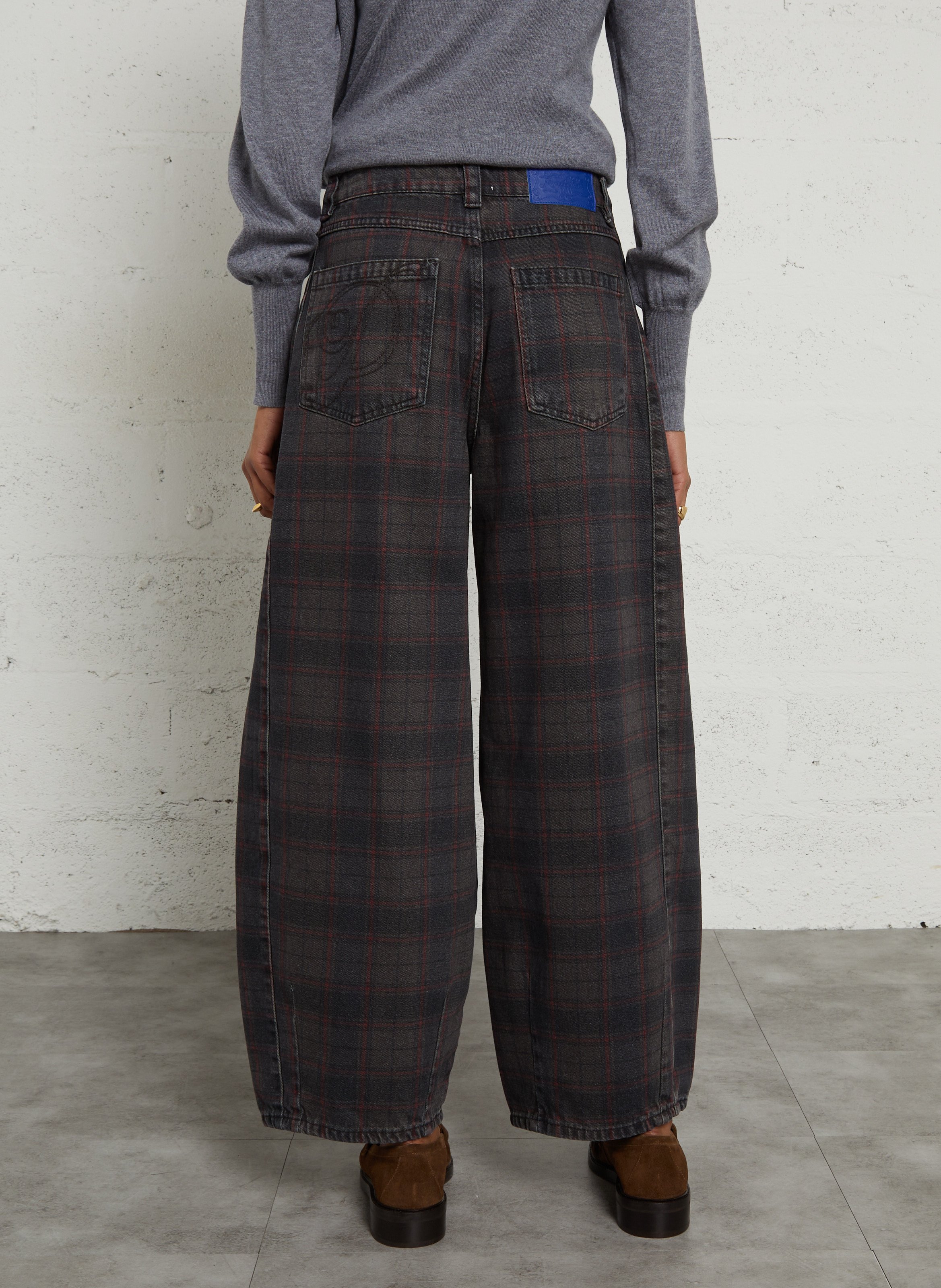 Wide-leg cotton plaid jeans DAMSON MADDER Multicolored