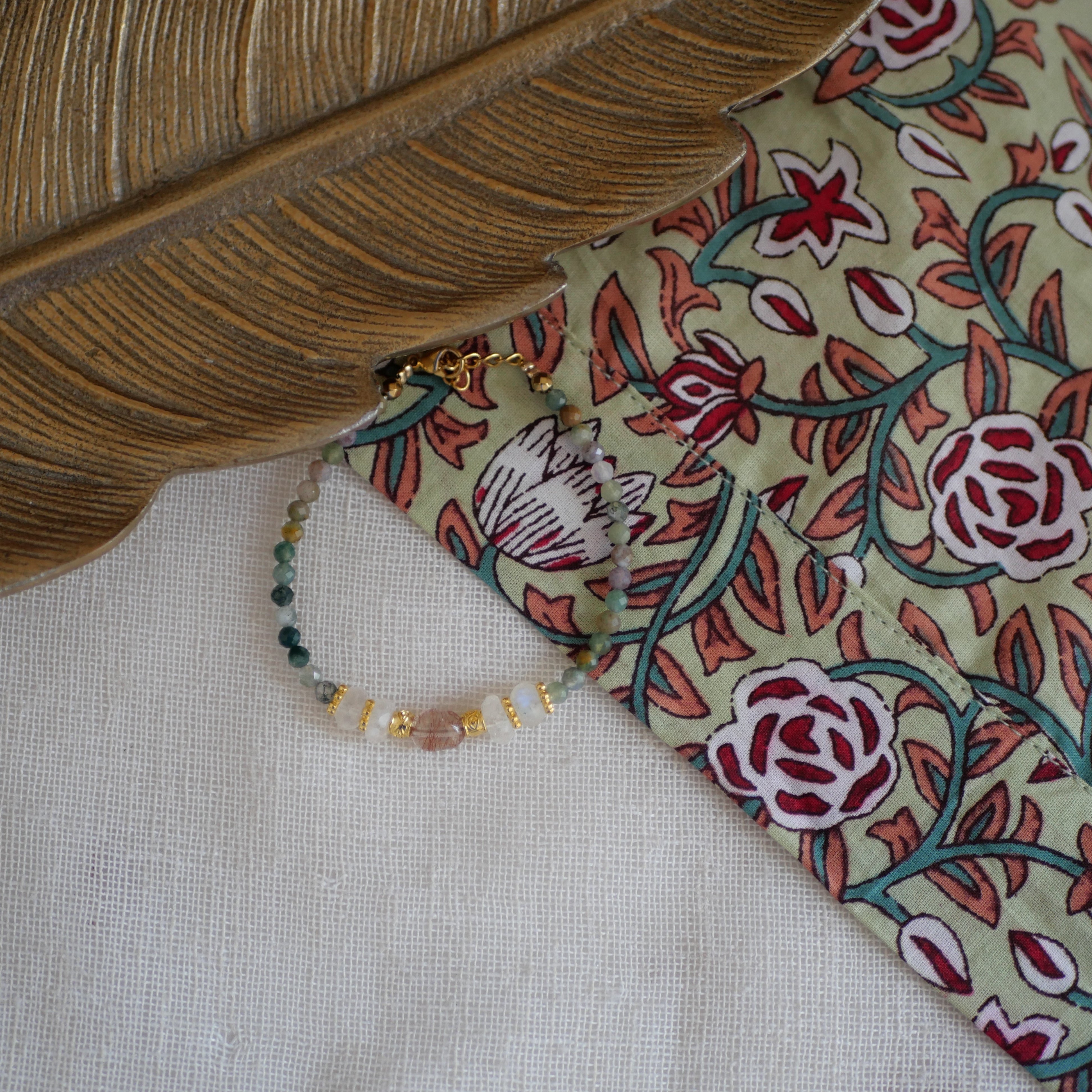 Indian agate and rutile quartz bracelet GINANDGER Blue