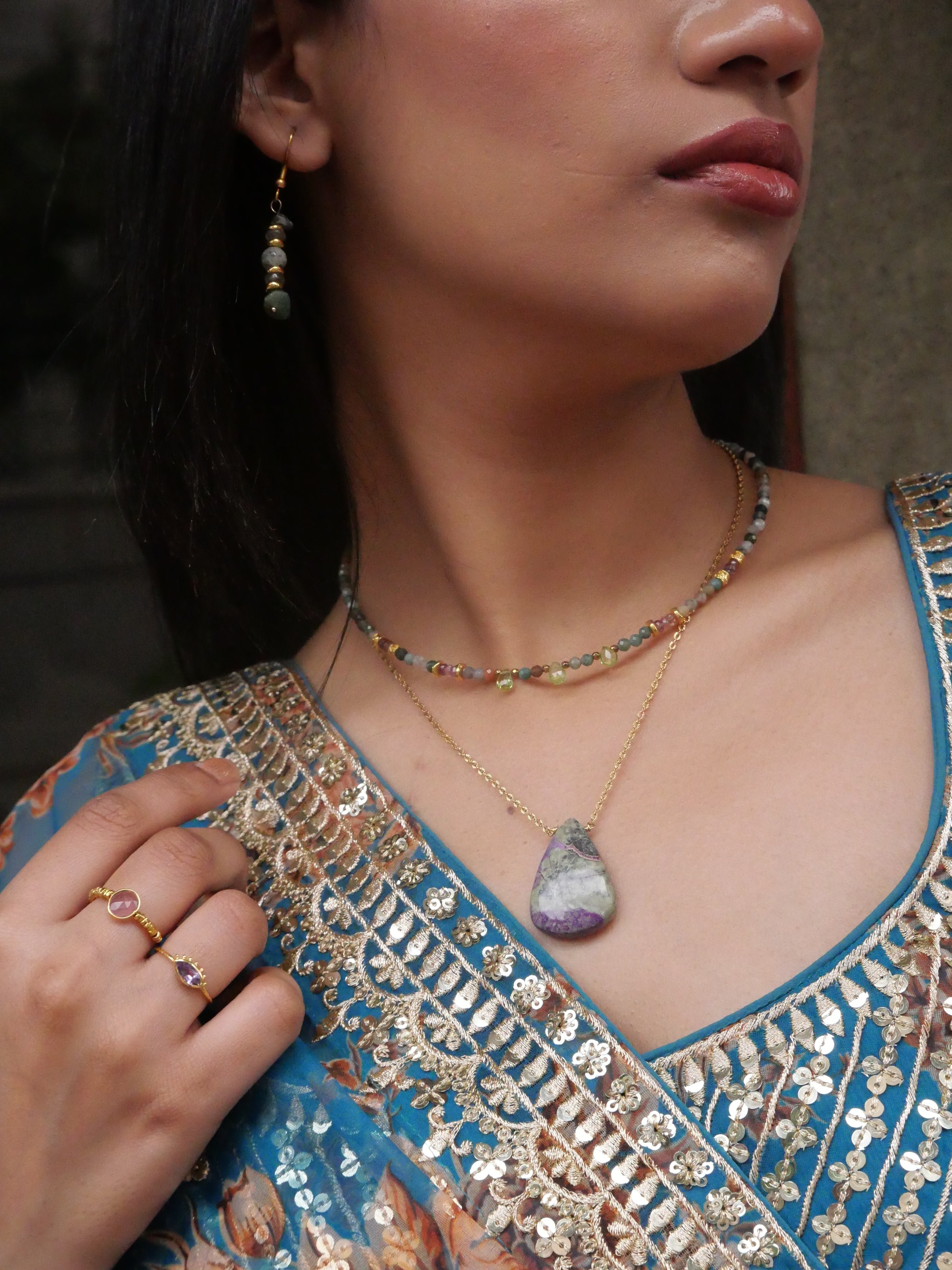 Indian agate necklace GINANDGER Multicolored