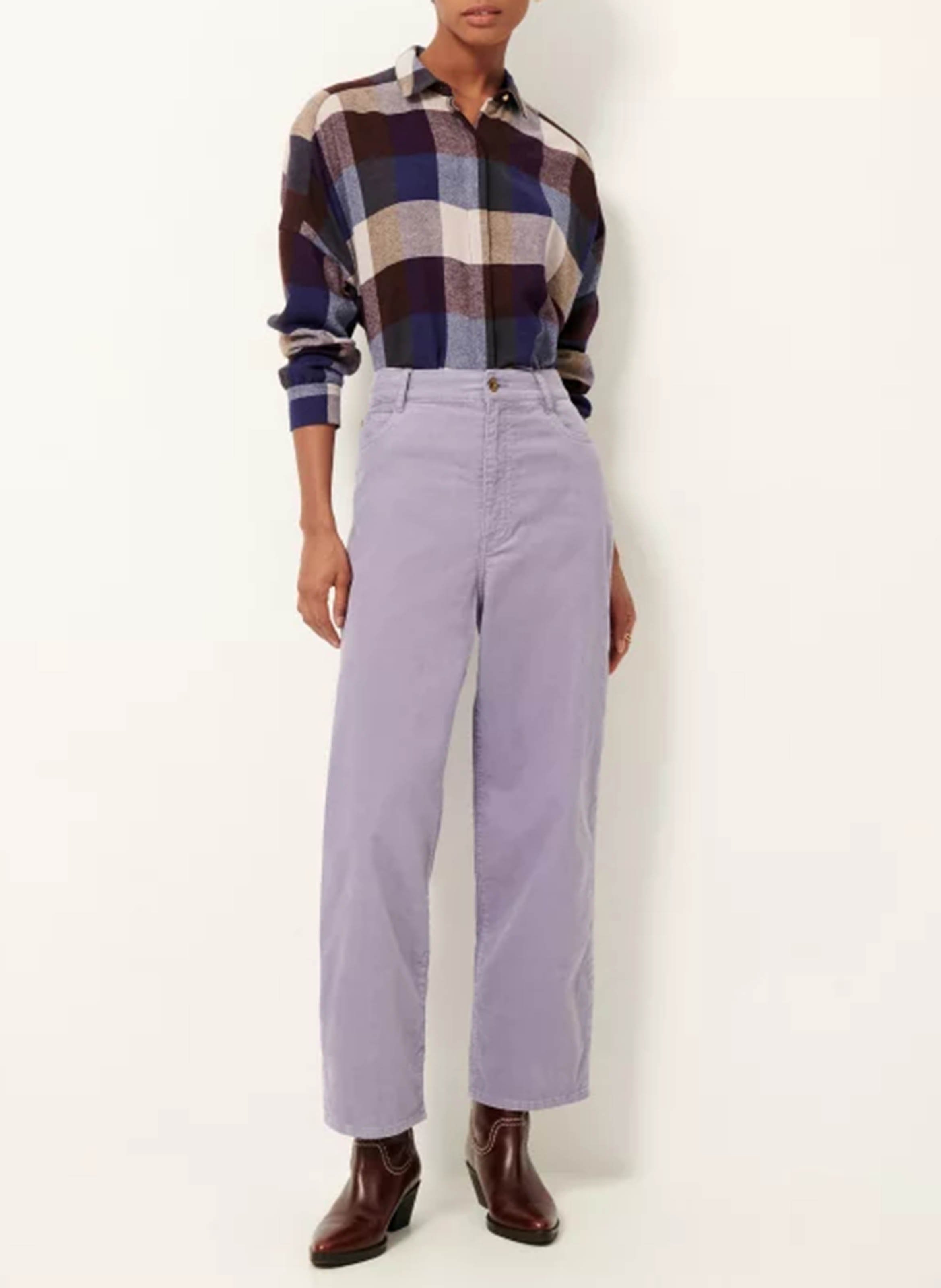 Pantalon droit taille haute en coton bio mélangé SESSUN Violet