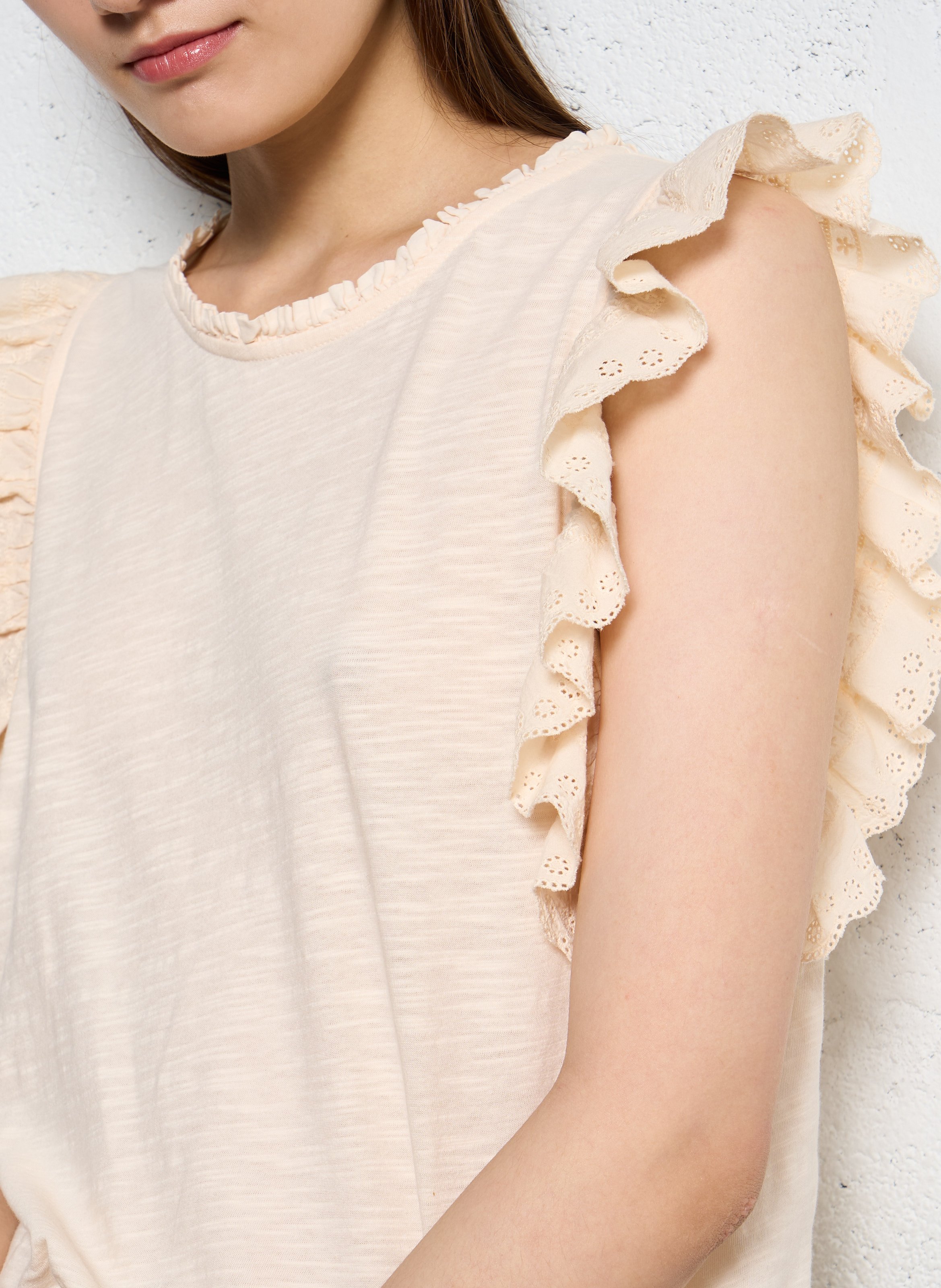 Camiliday round-neck sleeveless cotton top EMILE ET IDA Beige