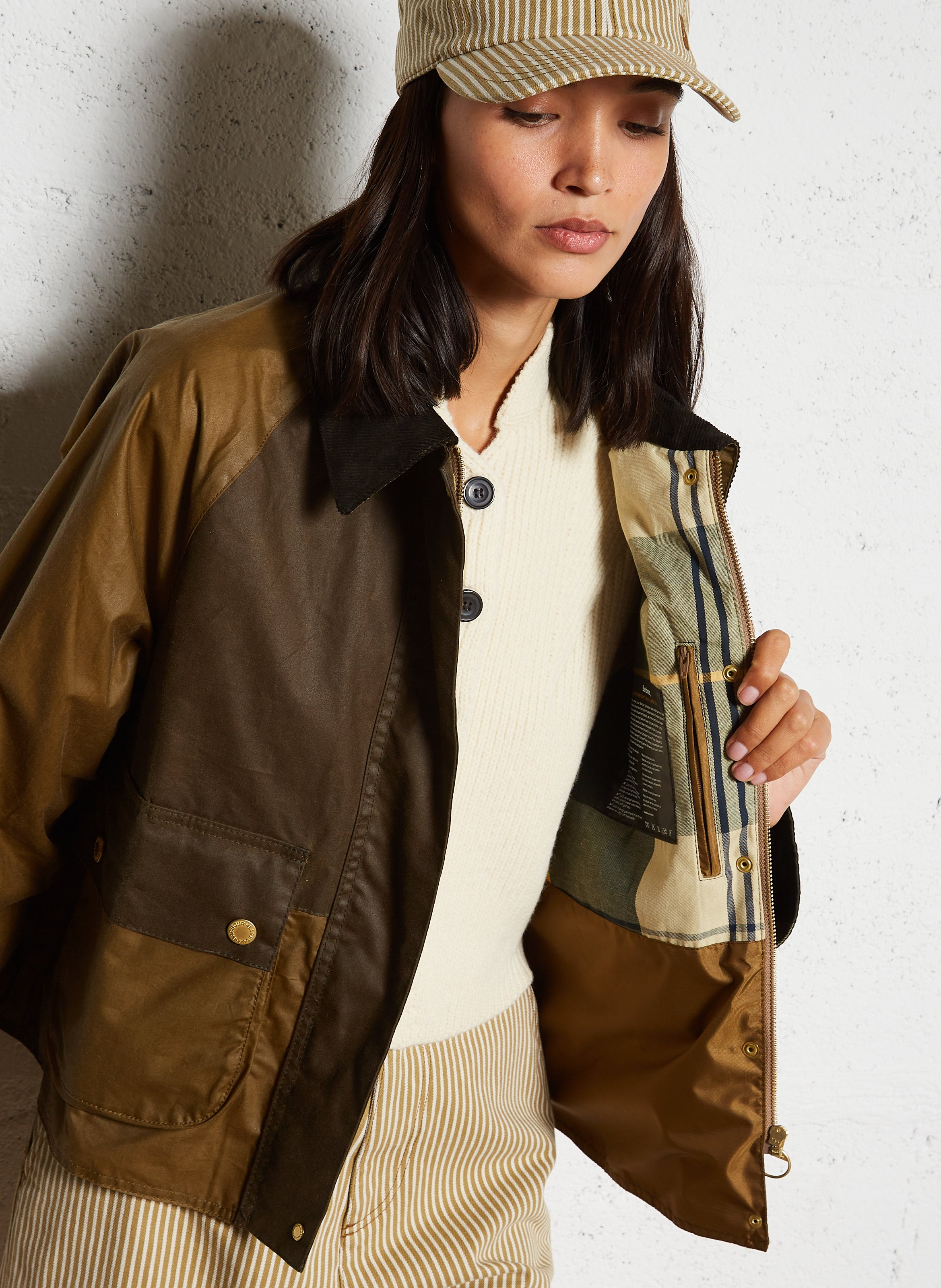 Rechte jas van gewaxt katoen BARBOUR Bruin