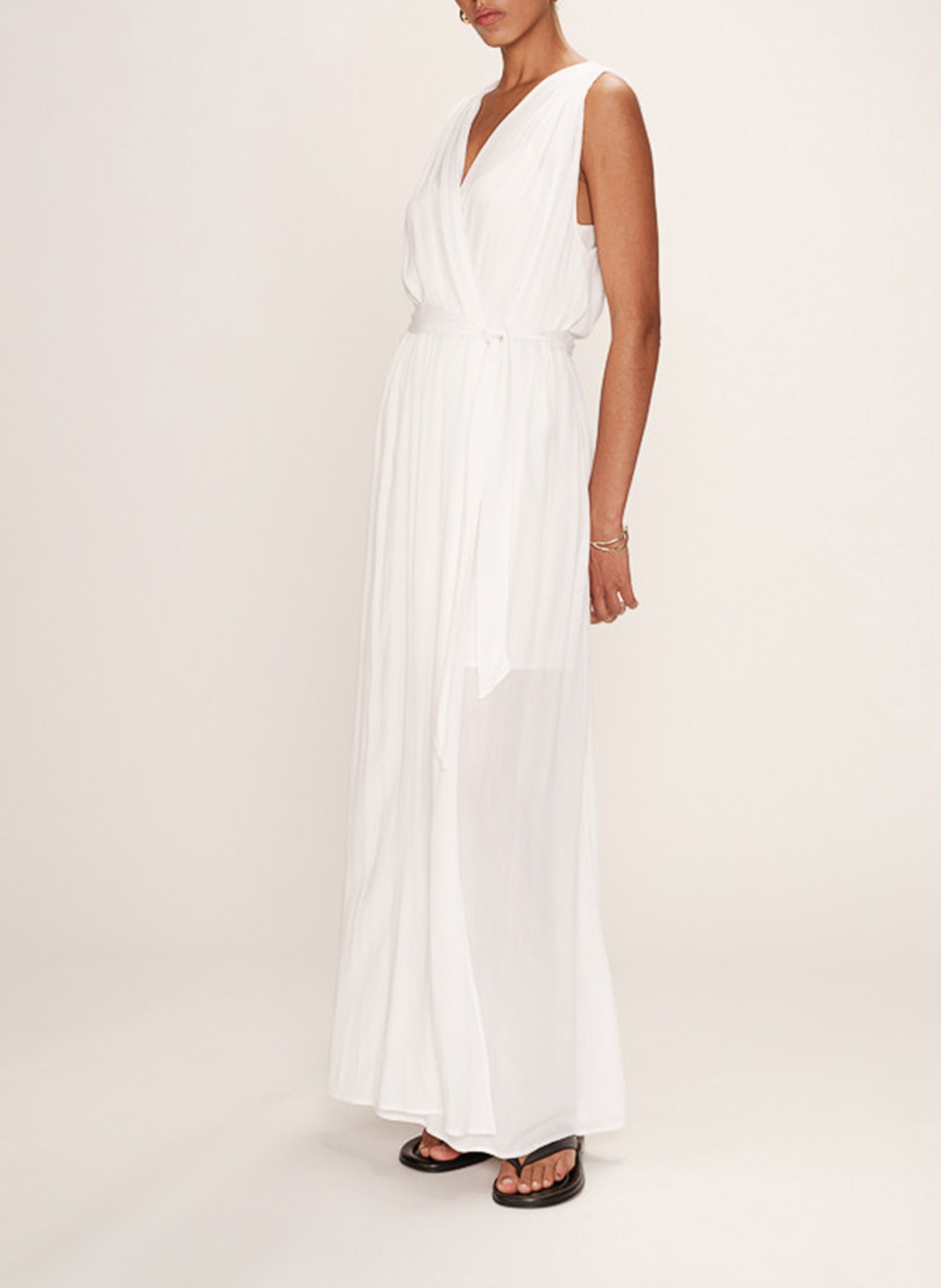 Long V-neck dress GRACE ET MILA White