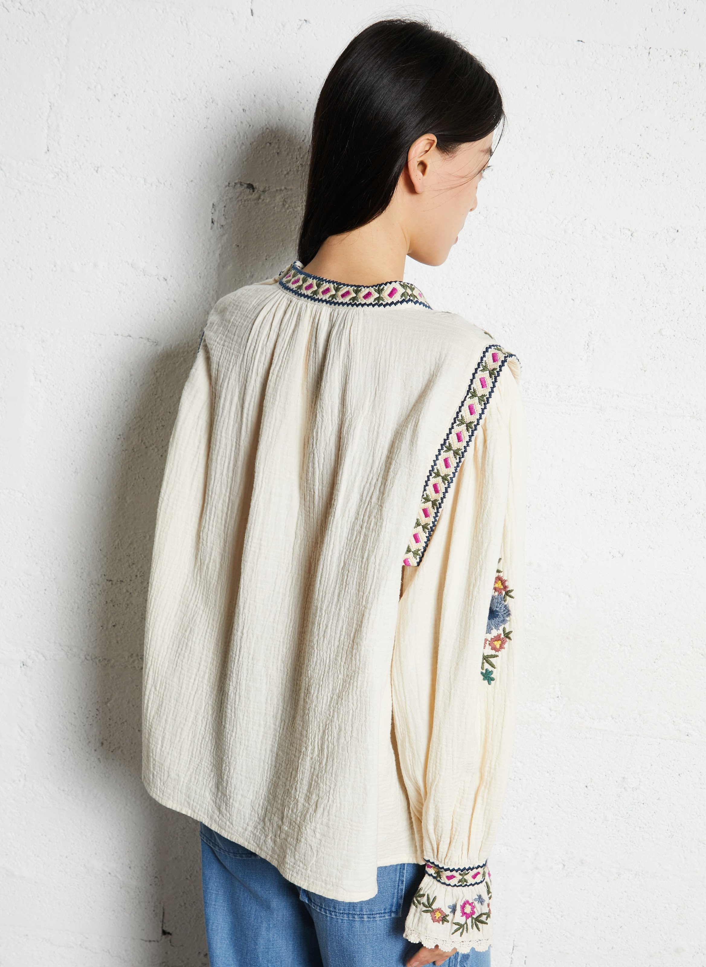 Round-neck cotton blouse LOUISE MISHA Beige