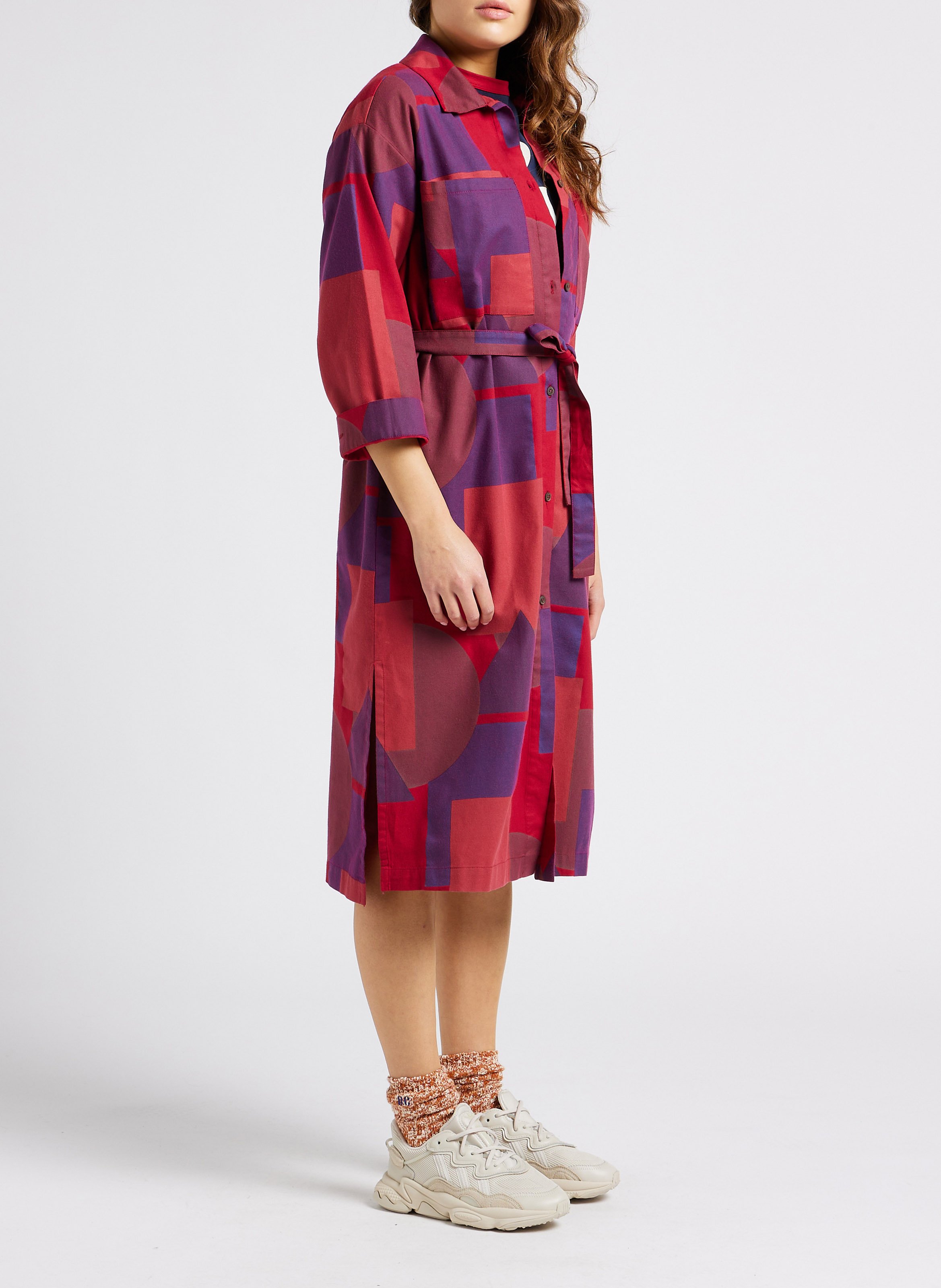 Halflange, katoenen jurk met klassieke kraag en print BOBO CHOSES Veelkleurig