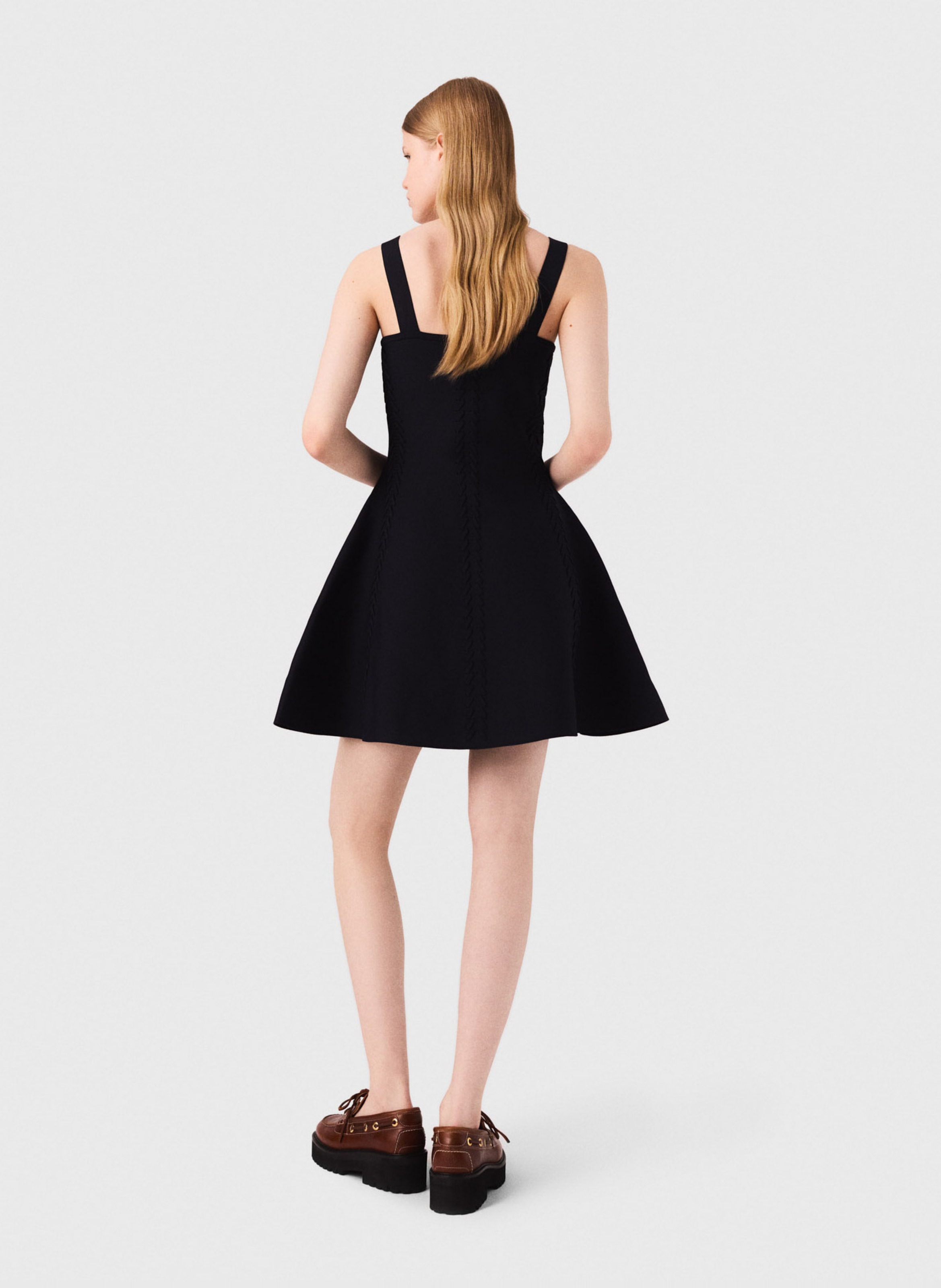 Short skater dress with straps Blue