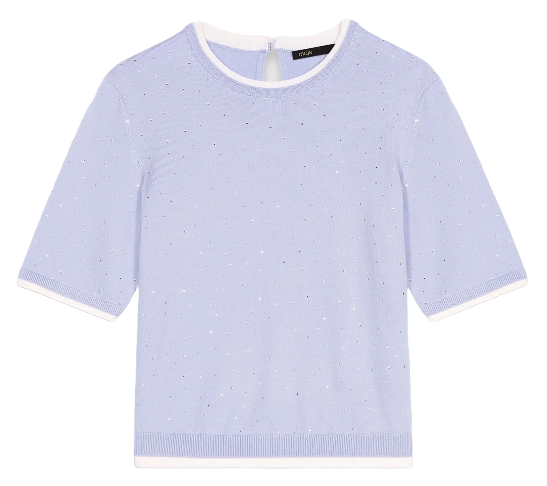 Pull col rond en laine mélangée MAJE Bleu