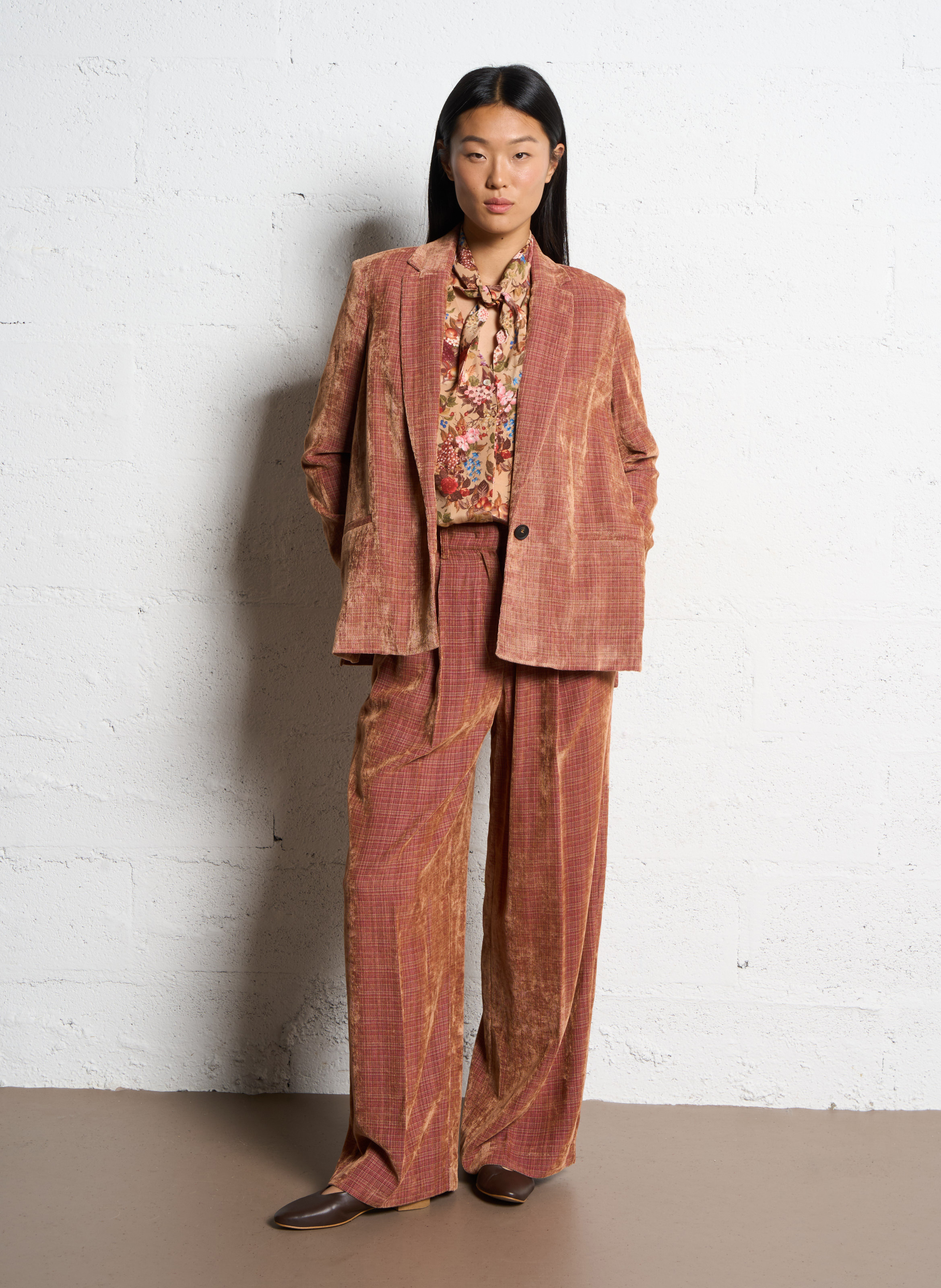 Pantalon large à carreaux  MOMONI Rose