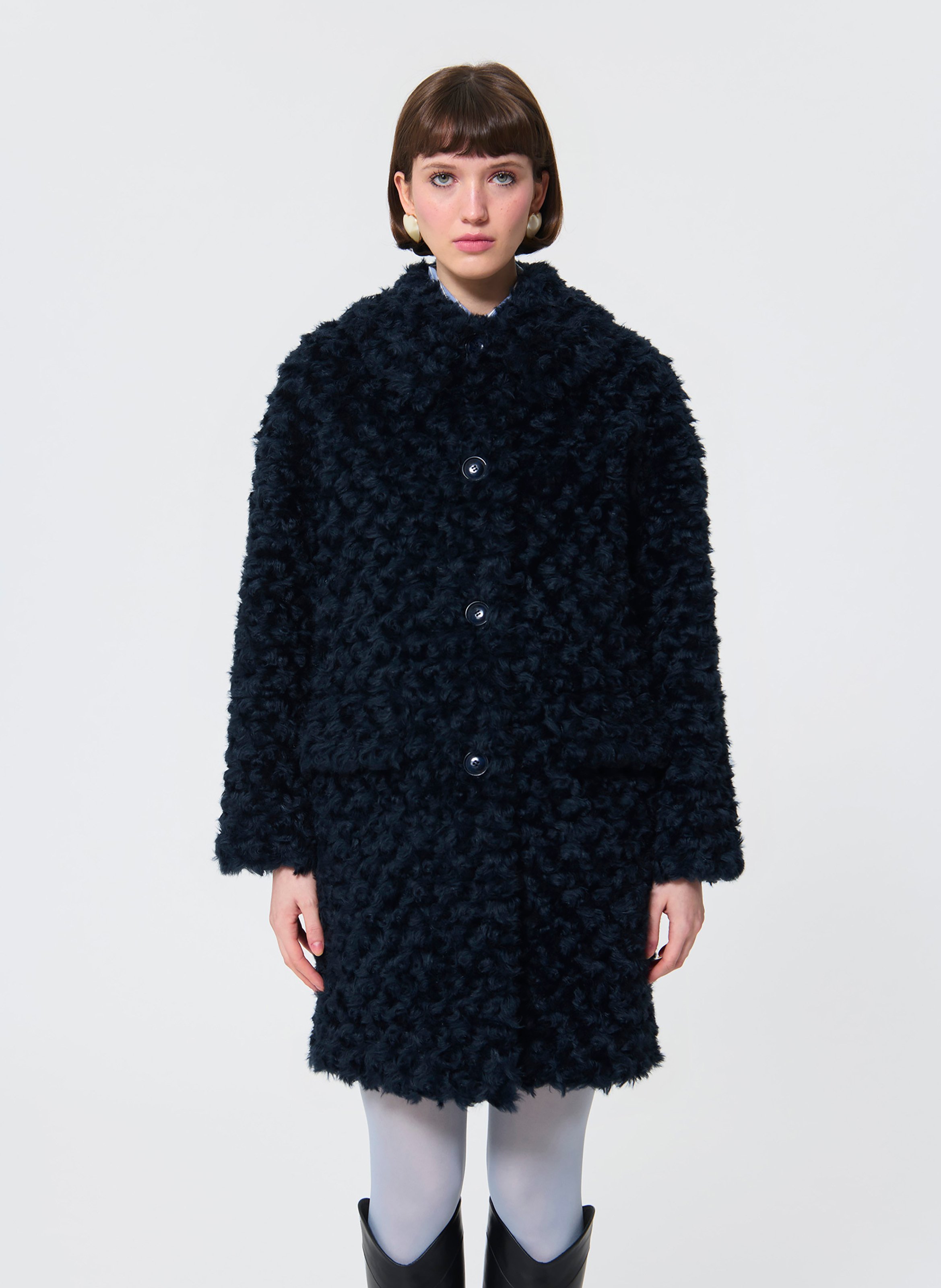 Faux fur coat with classic collar TARA JARMON