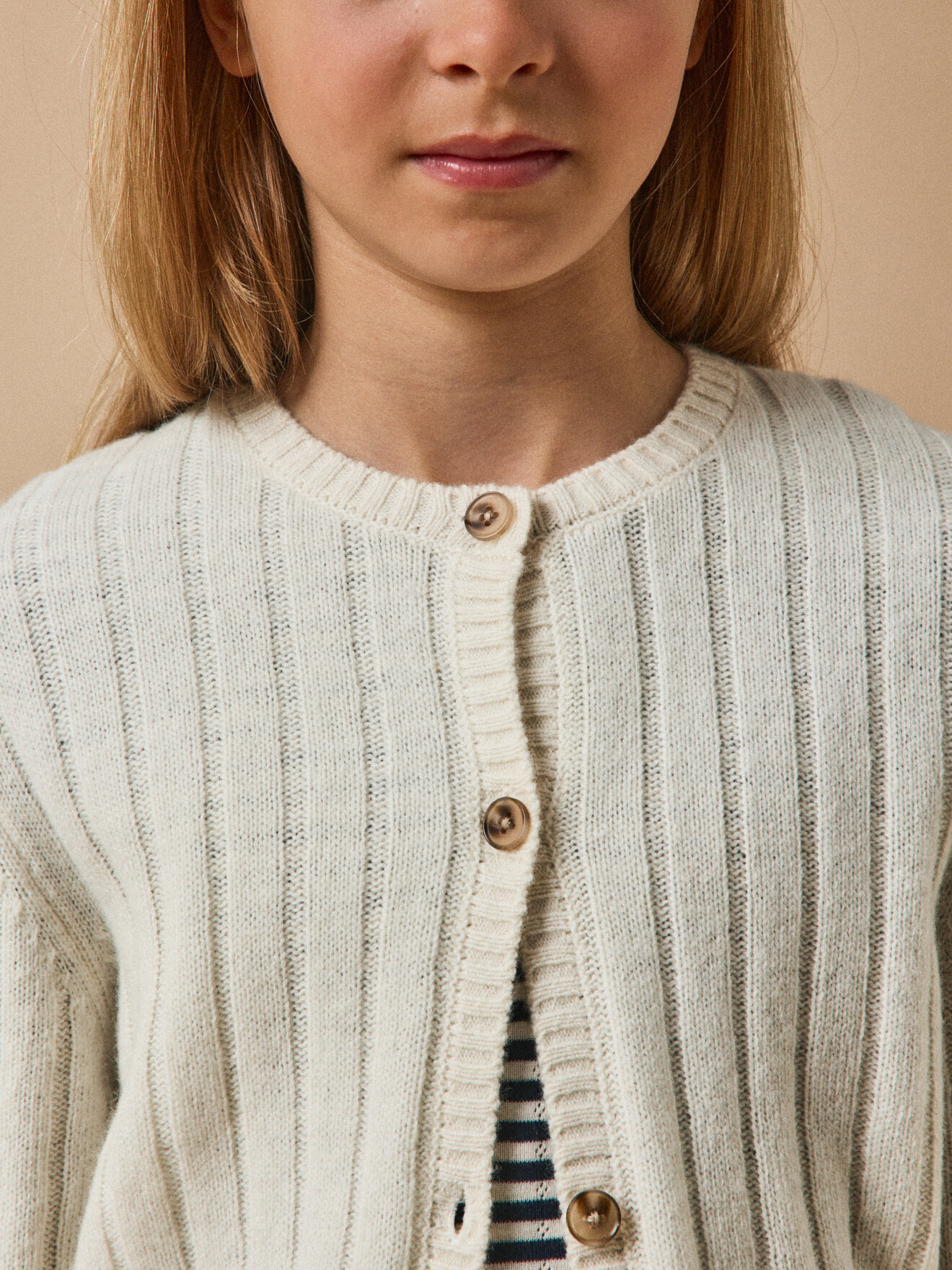 Merino wool ribbed cardigan CYRILLUS White
