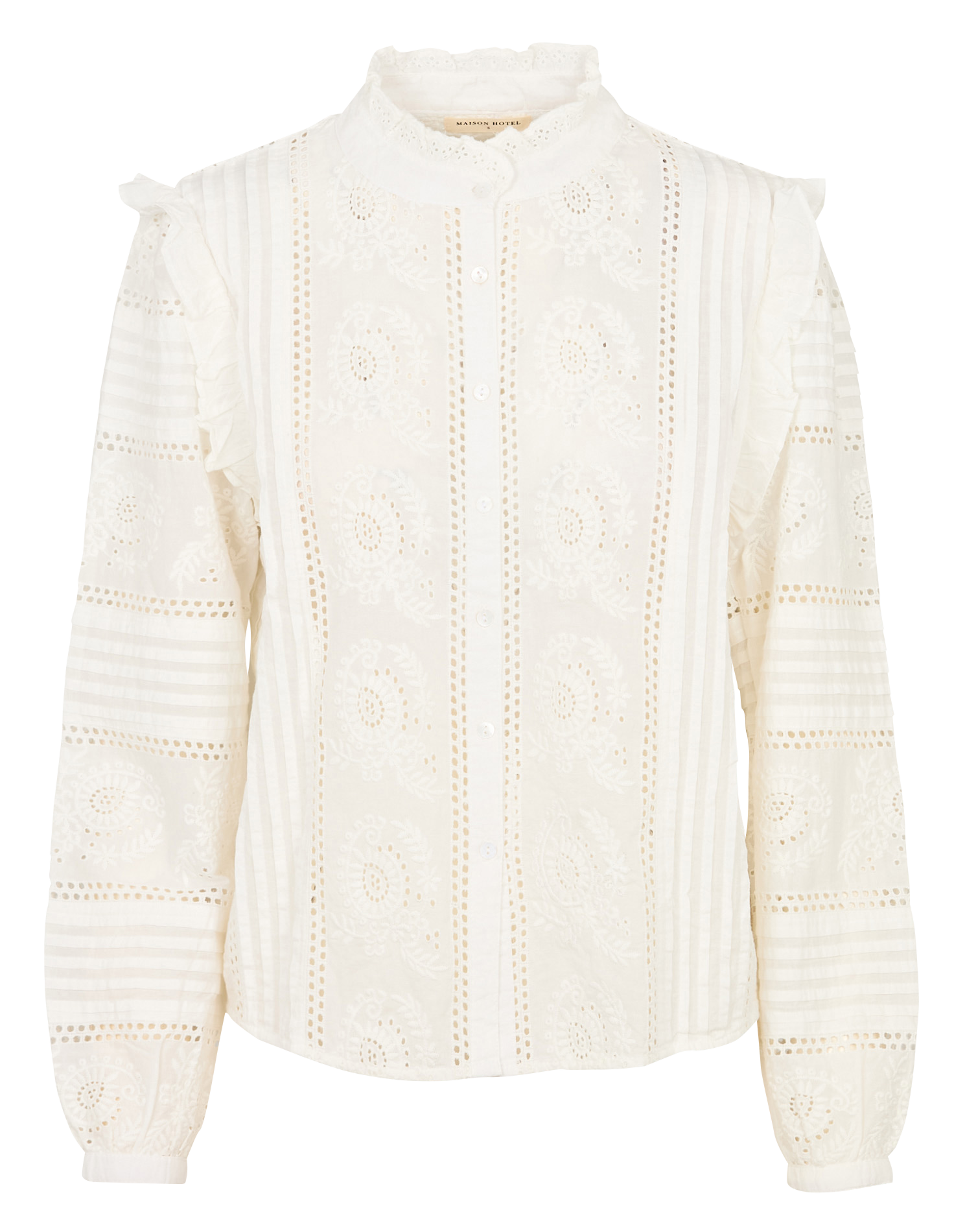 High-neck cotton shirt MAISON HOTEL Beige