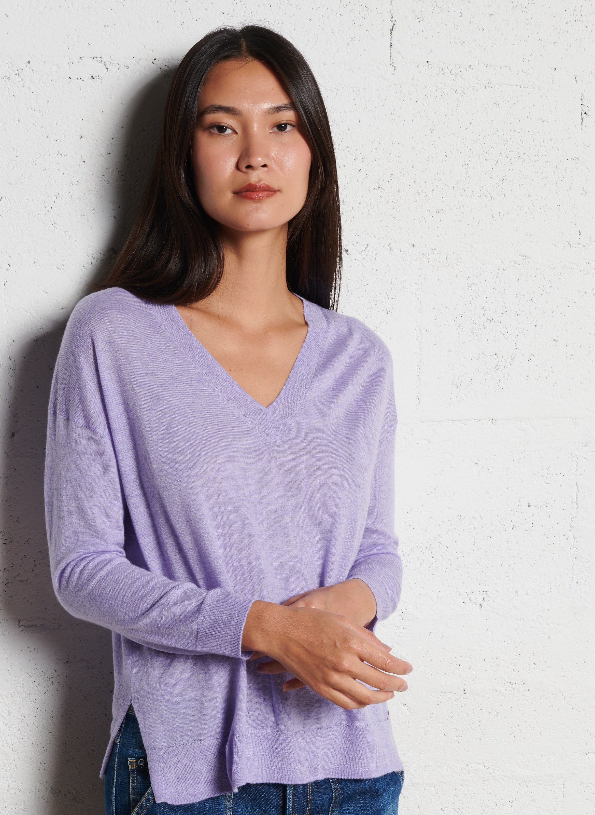 Pull maille fine ample LA PETITE ETOILE Violet