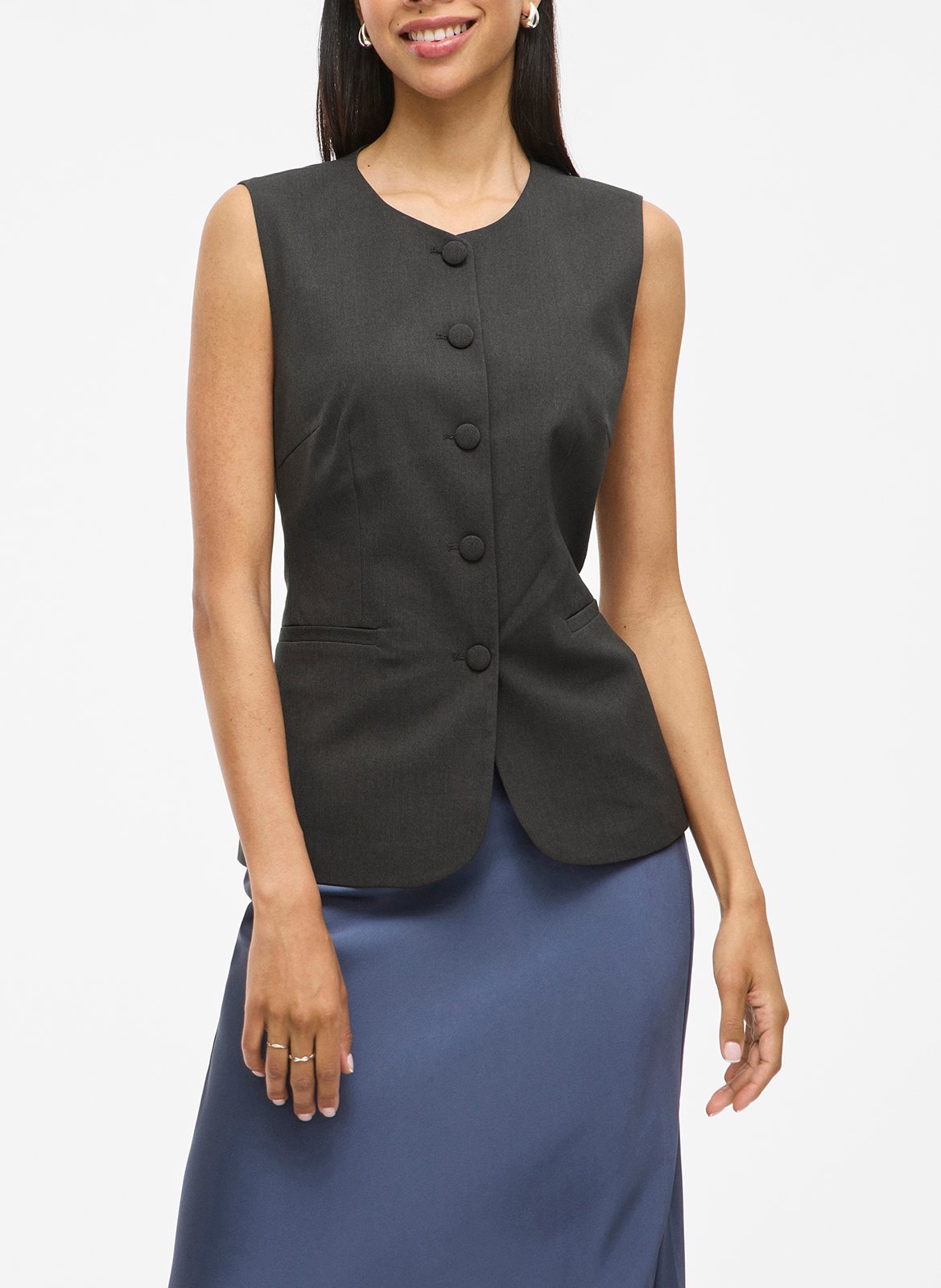 Gilet tailleur boutonné uni VILA Gris