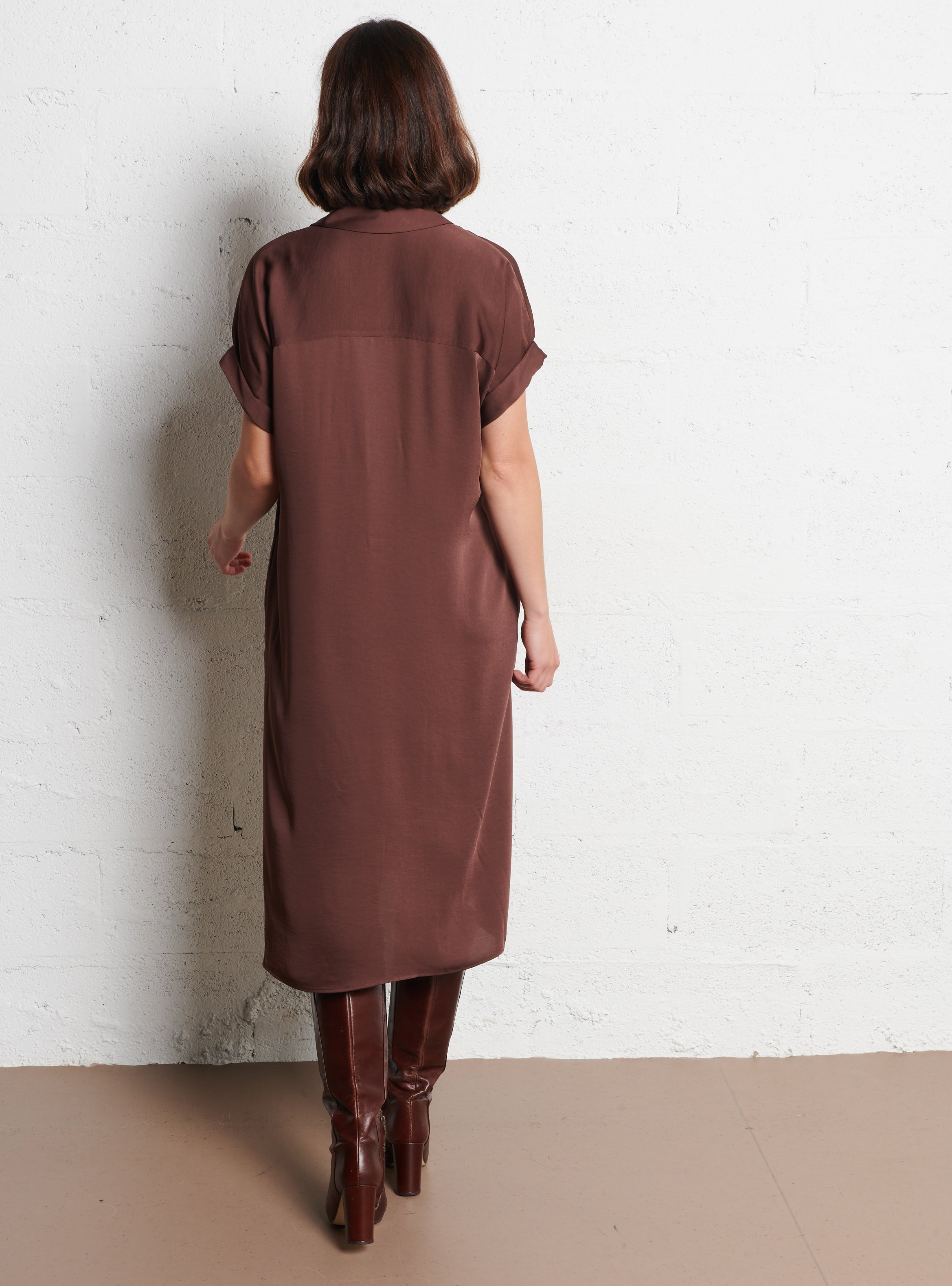 Midi dress with shirt collar MAISON 123 Brown