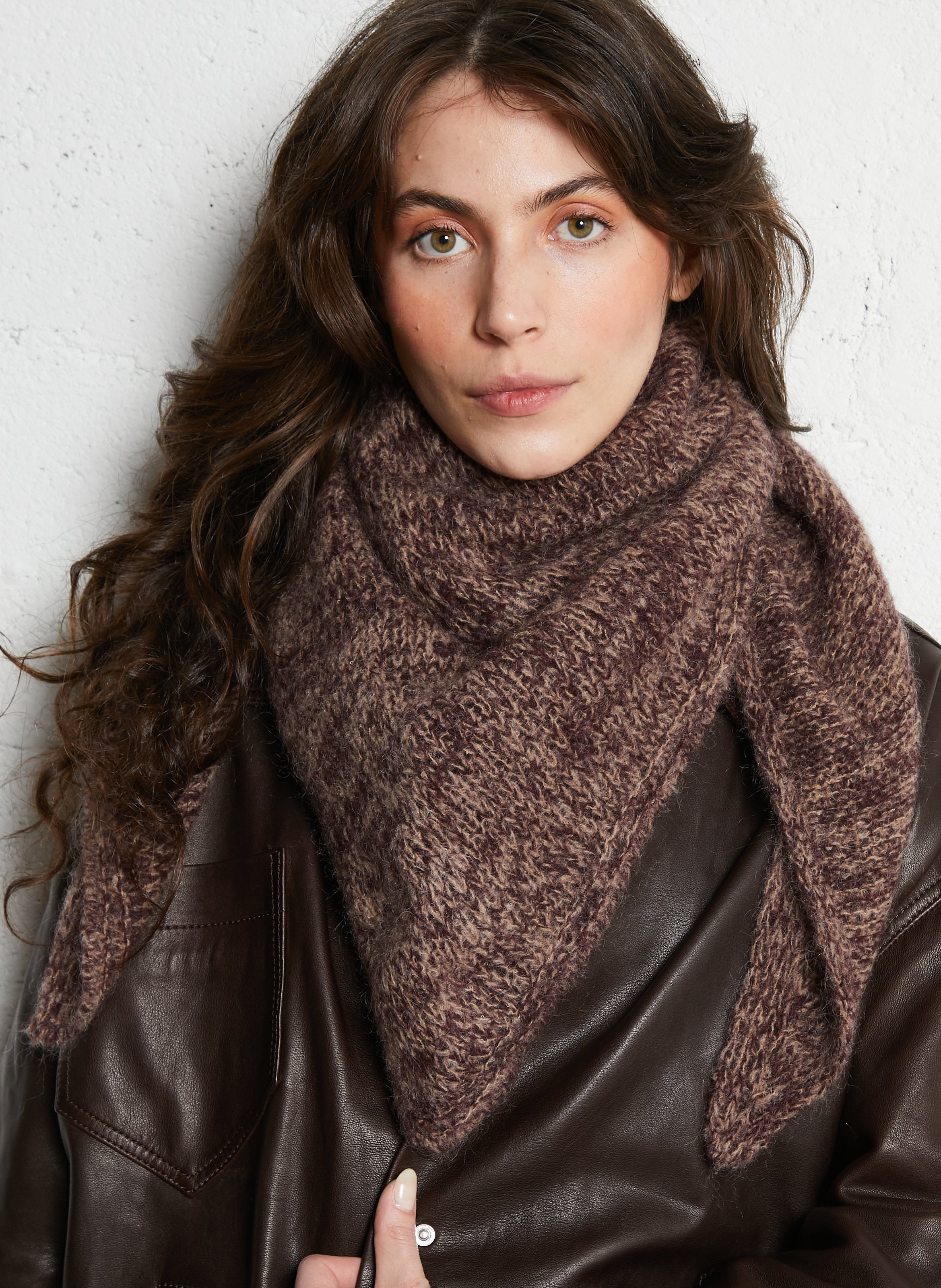 Echarpe en laine mélangée MAISON ANJE Prune