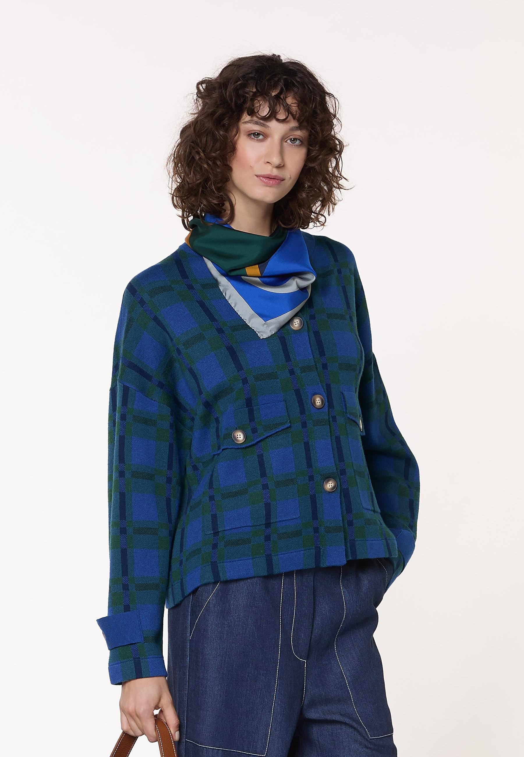 Checked knit jacket RODIER Blue