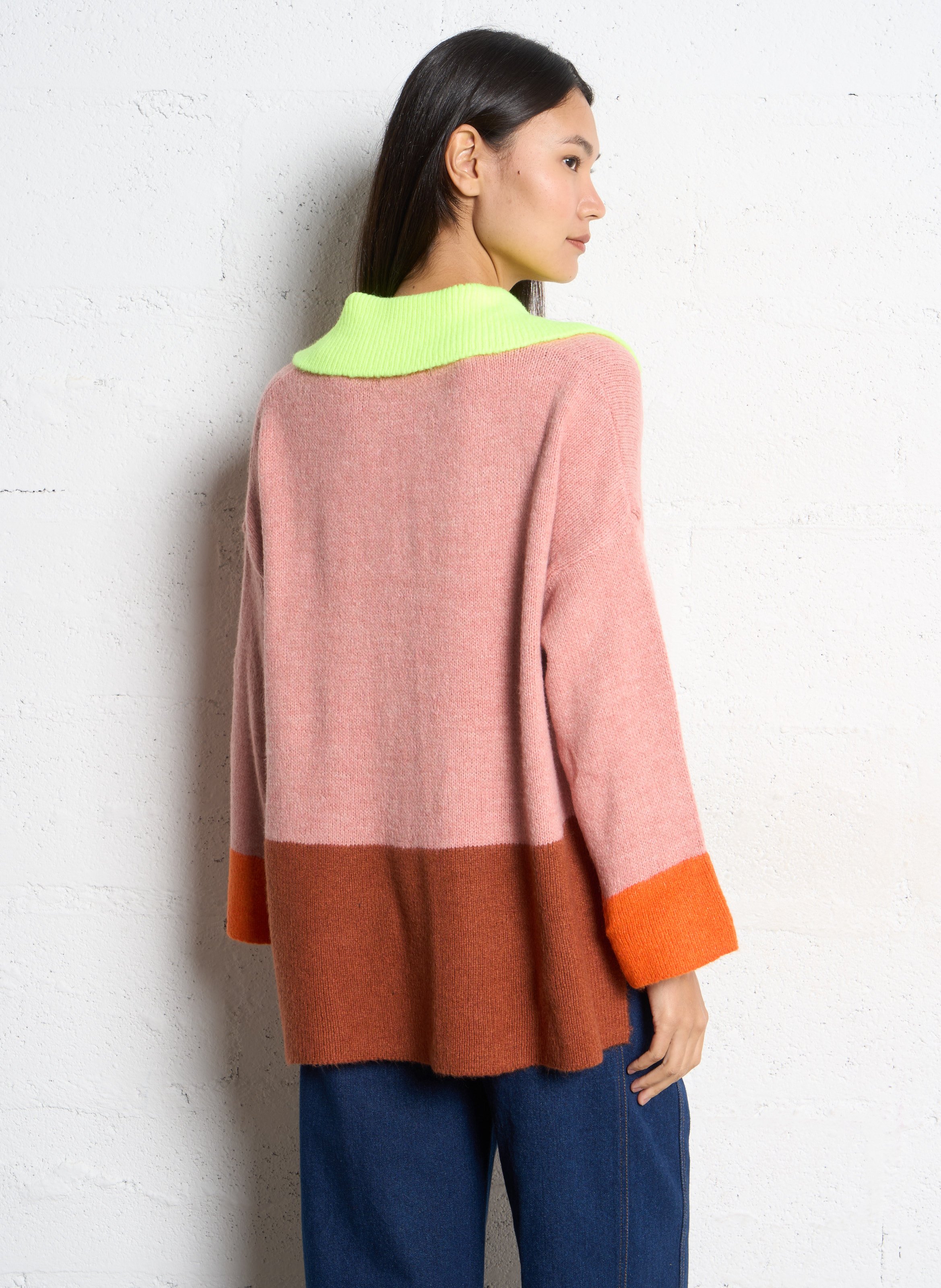 Pull oversize col classique  DR BLOOM Rose