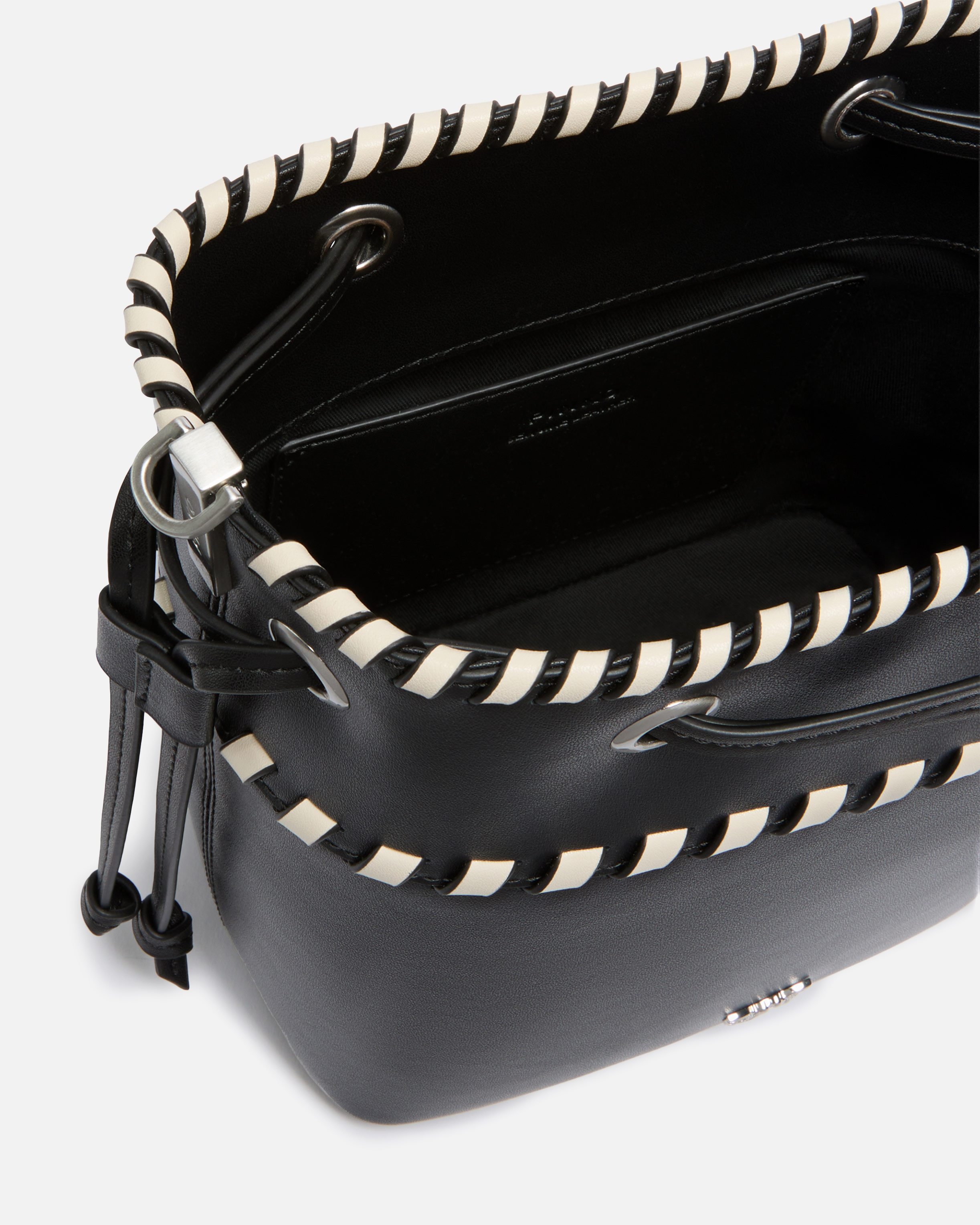 Small leather bucket bag with stitching PINKO Black