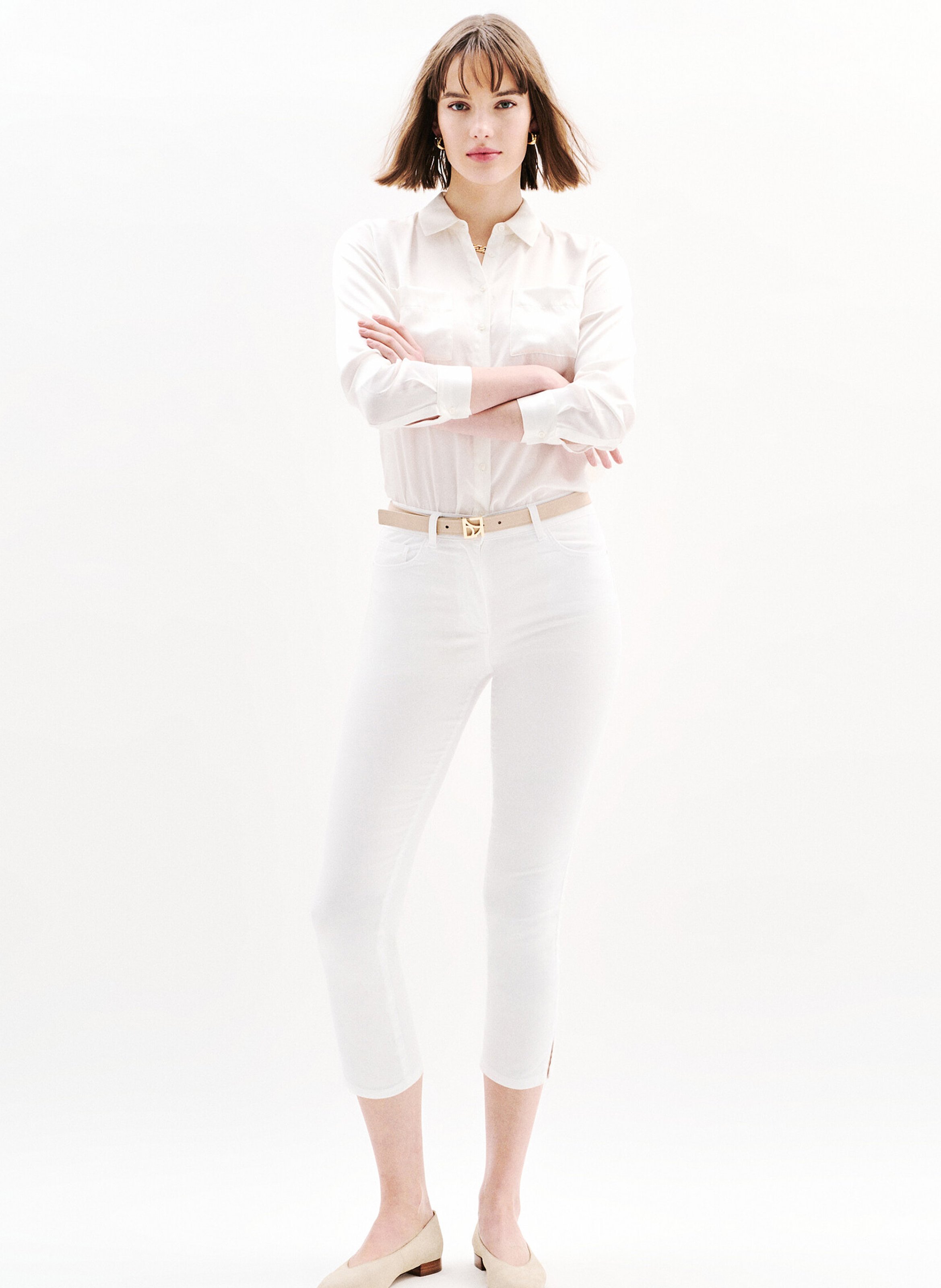 Rechte jeans met hoge taille | katoenblend CAROLL Wit