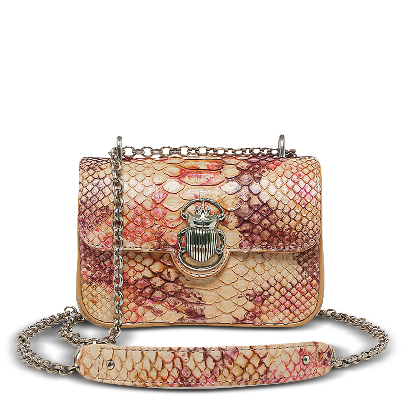 Sac bandoulière python avec scarabée CLARIS VIROT Multicolore