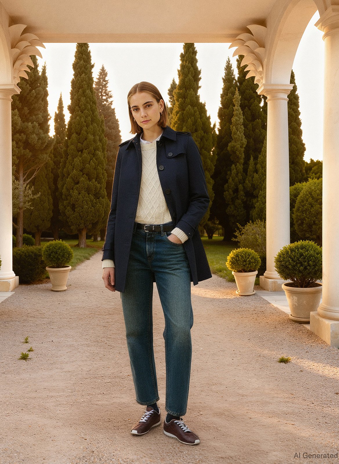 Trench-coat droit en coton bio TOMMY HILFIGER Bleu