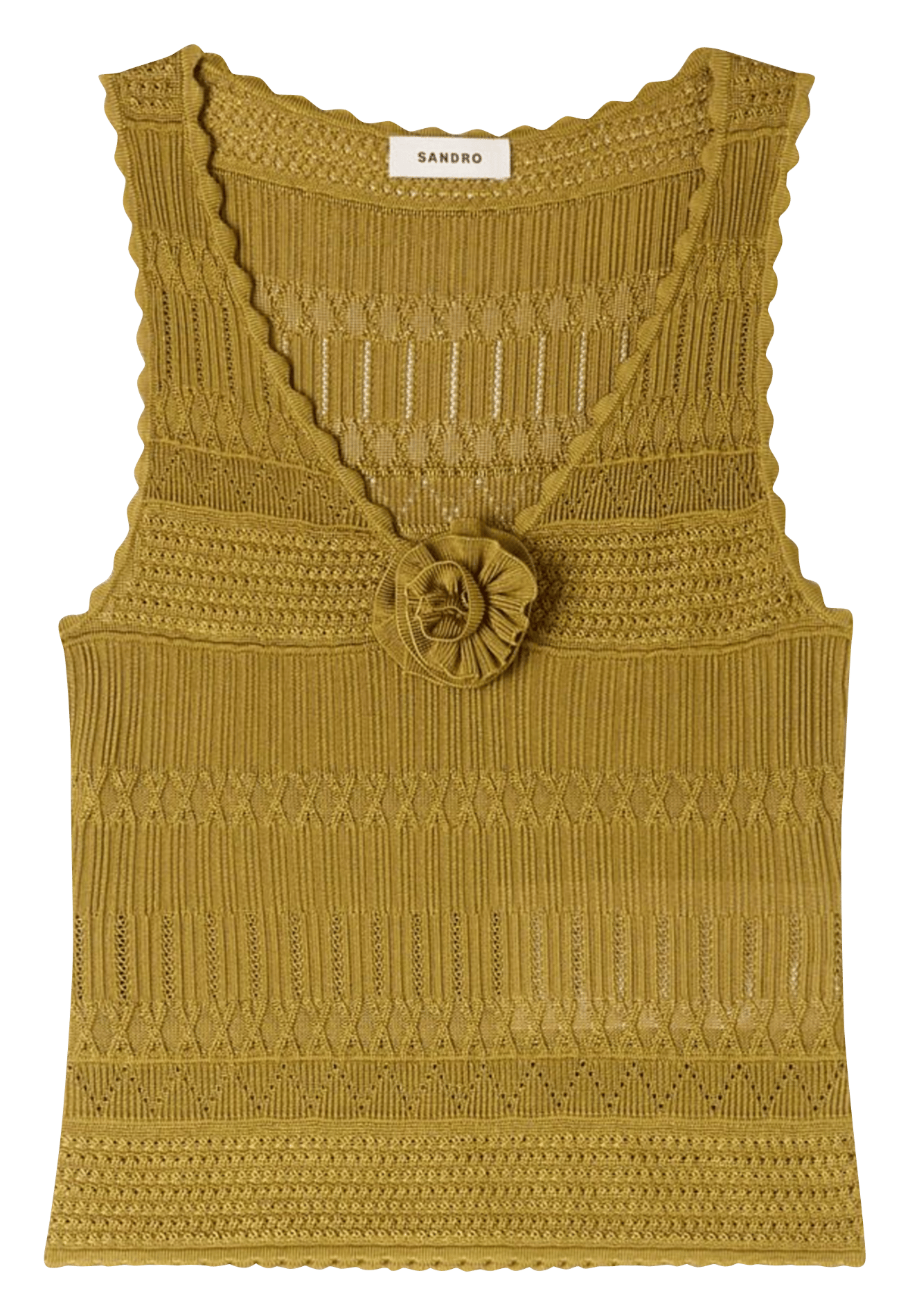 Top col V en maille SANDRO Vert