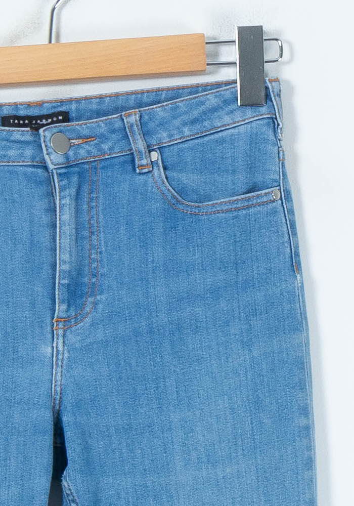 Cropped slim jeans with studs TARA JARMON - Seconde Main Blue