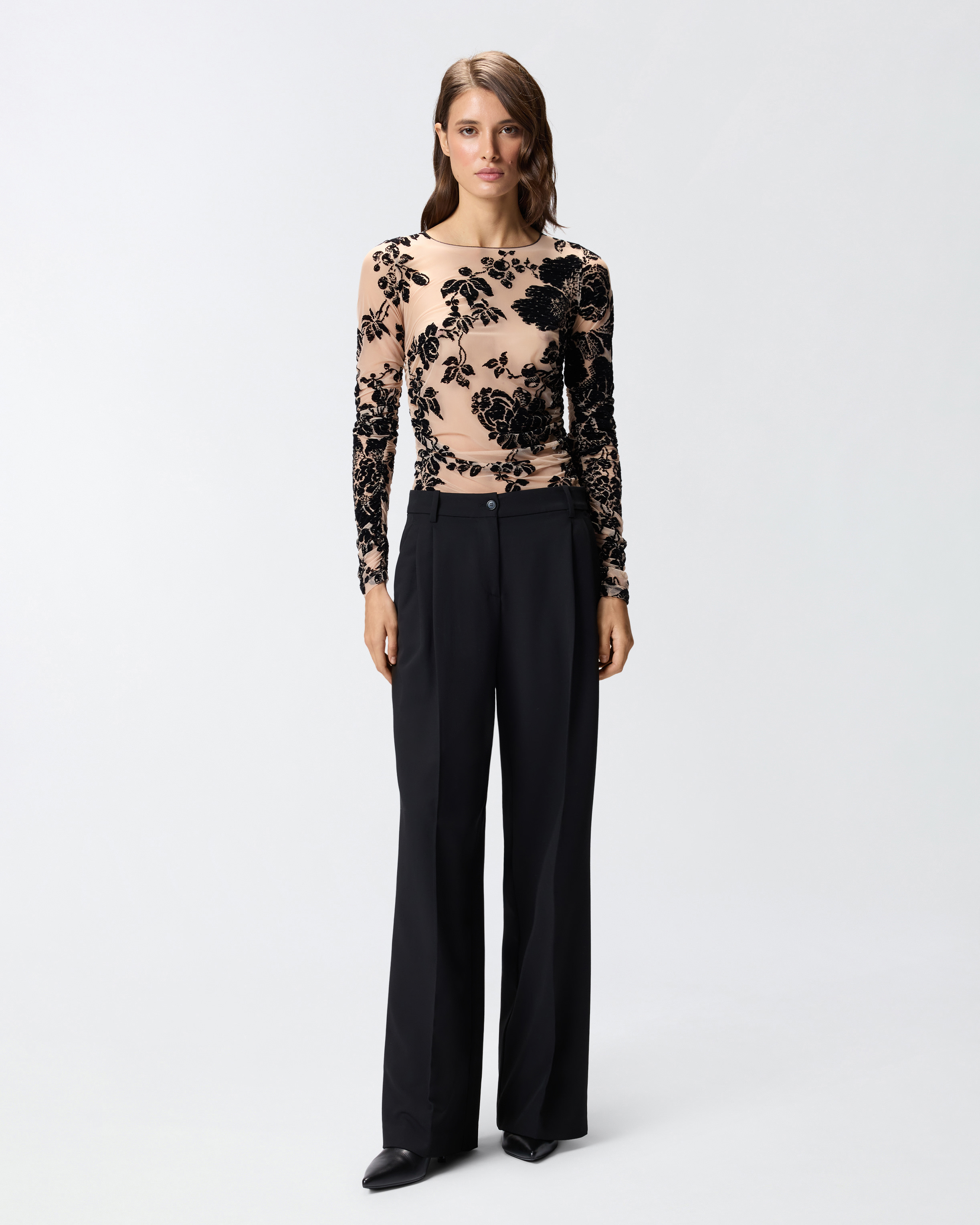 Sheer knit with flocked print PINKO Multicolored