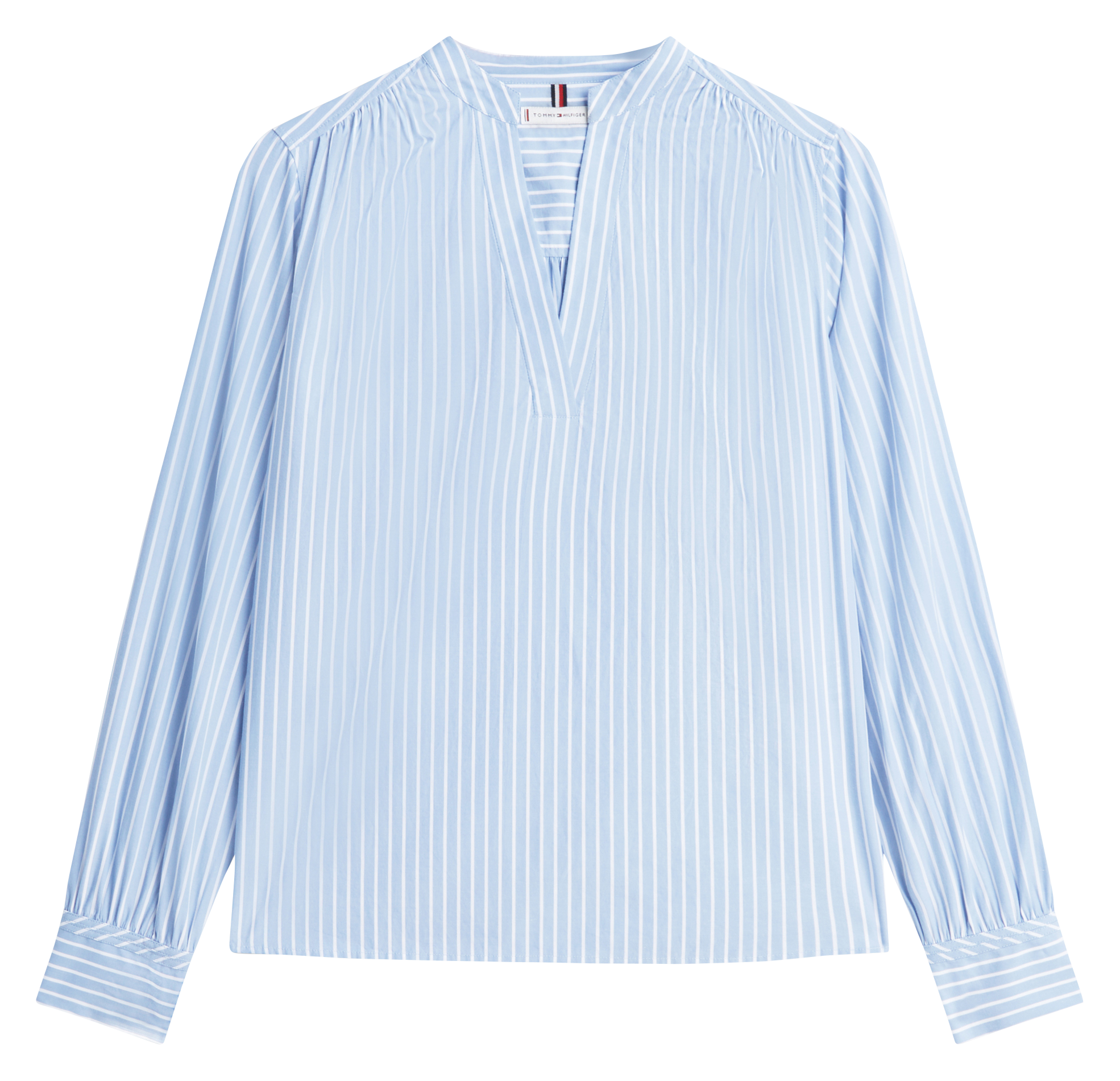 Gerade Bluse mit Tunesischem Kragen aus Bio-Baumwolle. TOMMY HILFIGER Blau