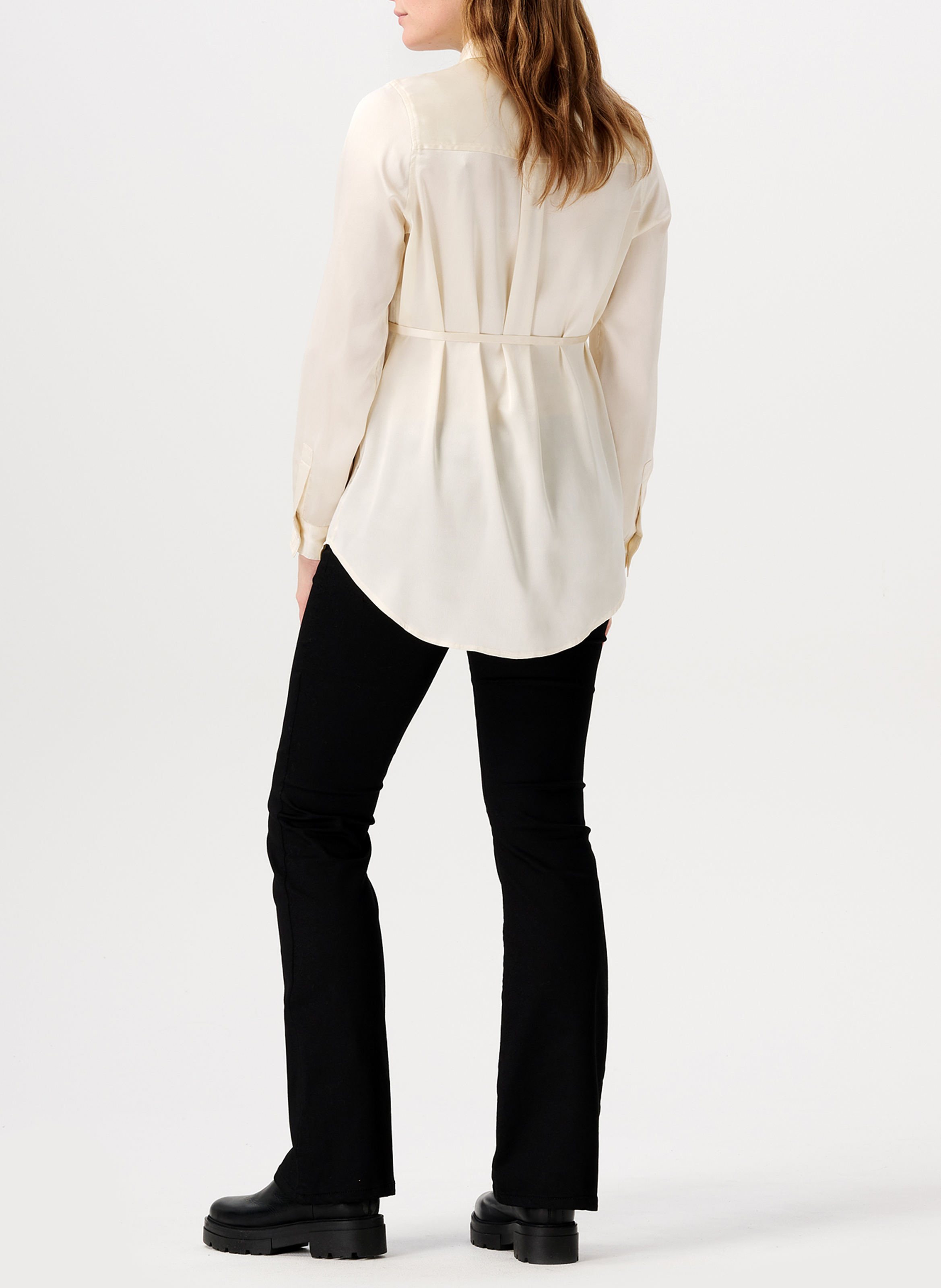 Weich fallende, satinierte Schwangerschaftsbluse NOPPIES Beige