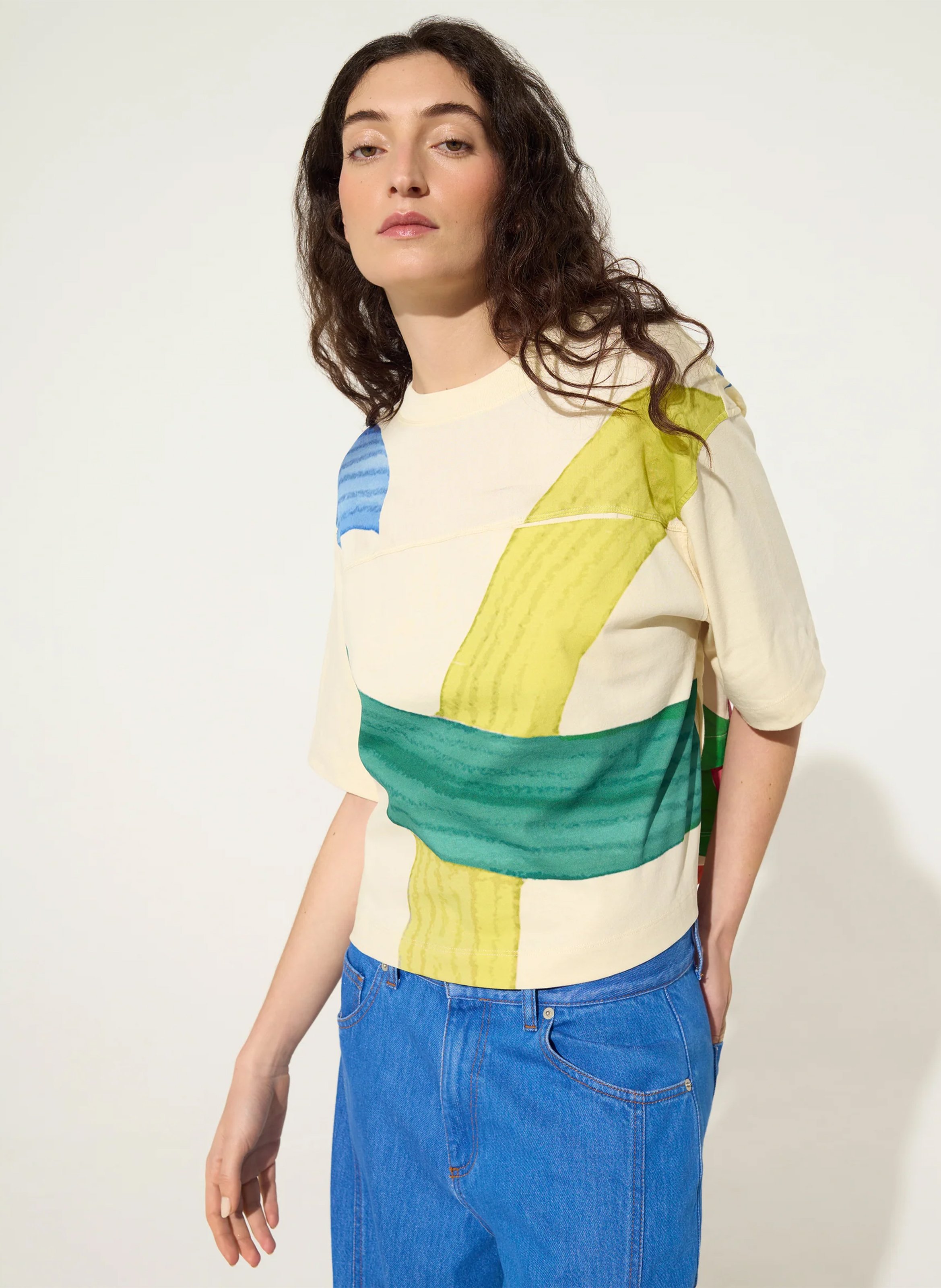 Tee-shirt imprimé en coton bio ACOTE Blanc