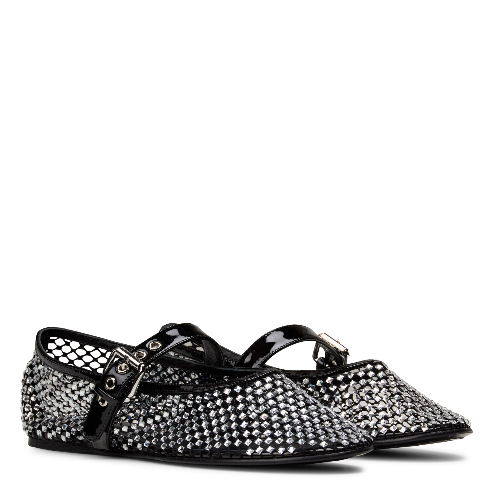 Ballet flats with patent strap and rhinestones MI/MAI White