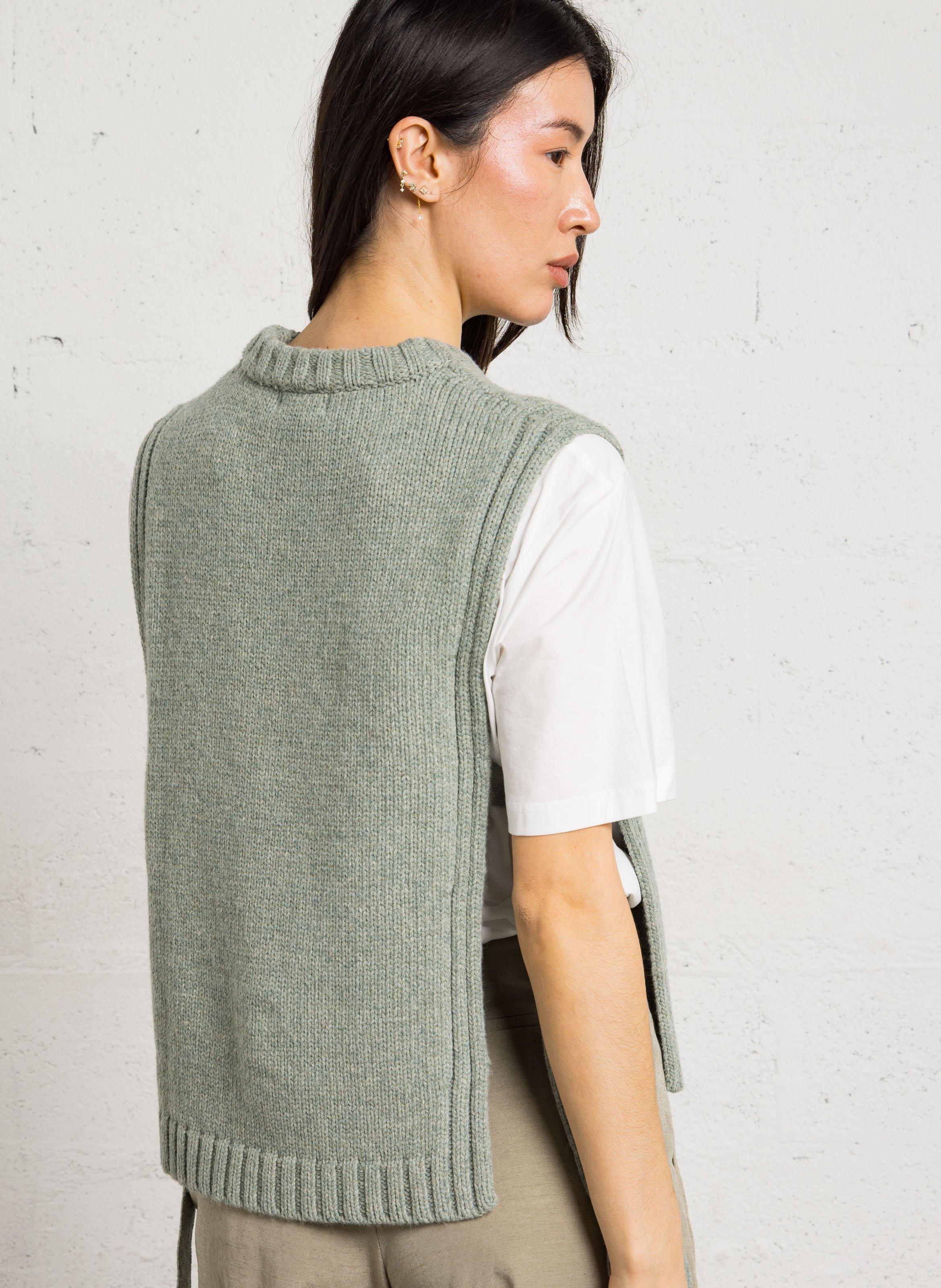 Plastron col rond en laine SOEUR Bleu