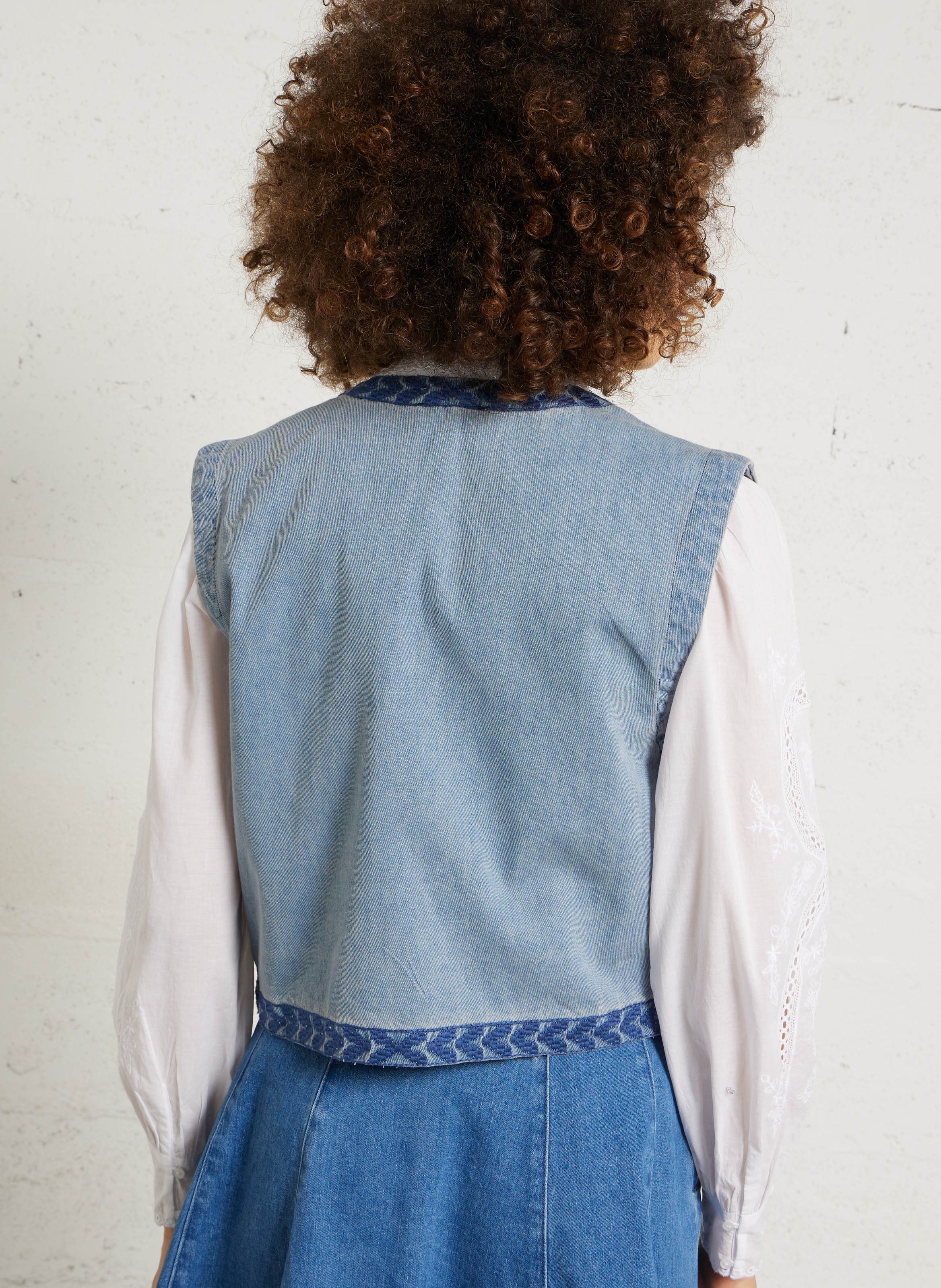 Straight-cut cotton V-neck cardigan THE KORNER Blue