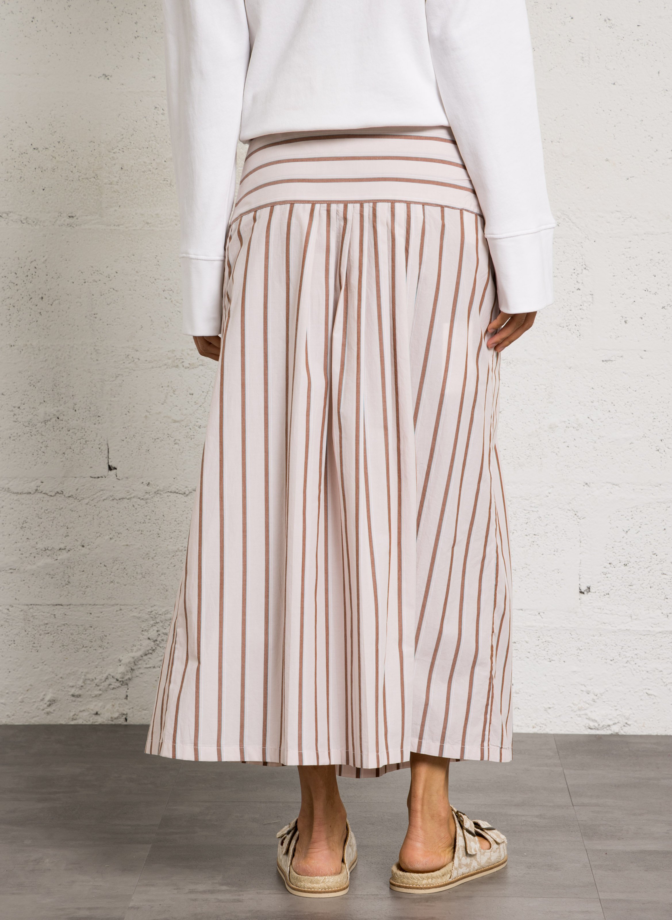 Flared Striped Organic Cotton Skirt LEON & HARPER Pink
