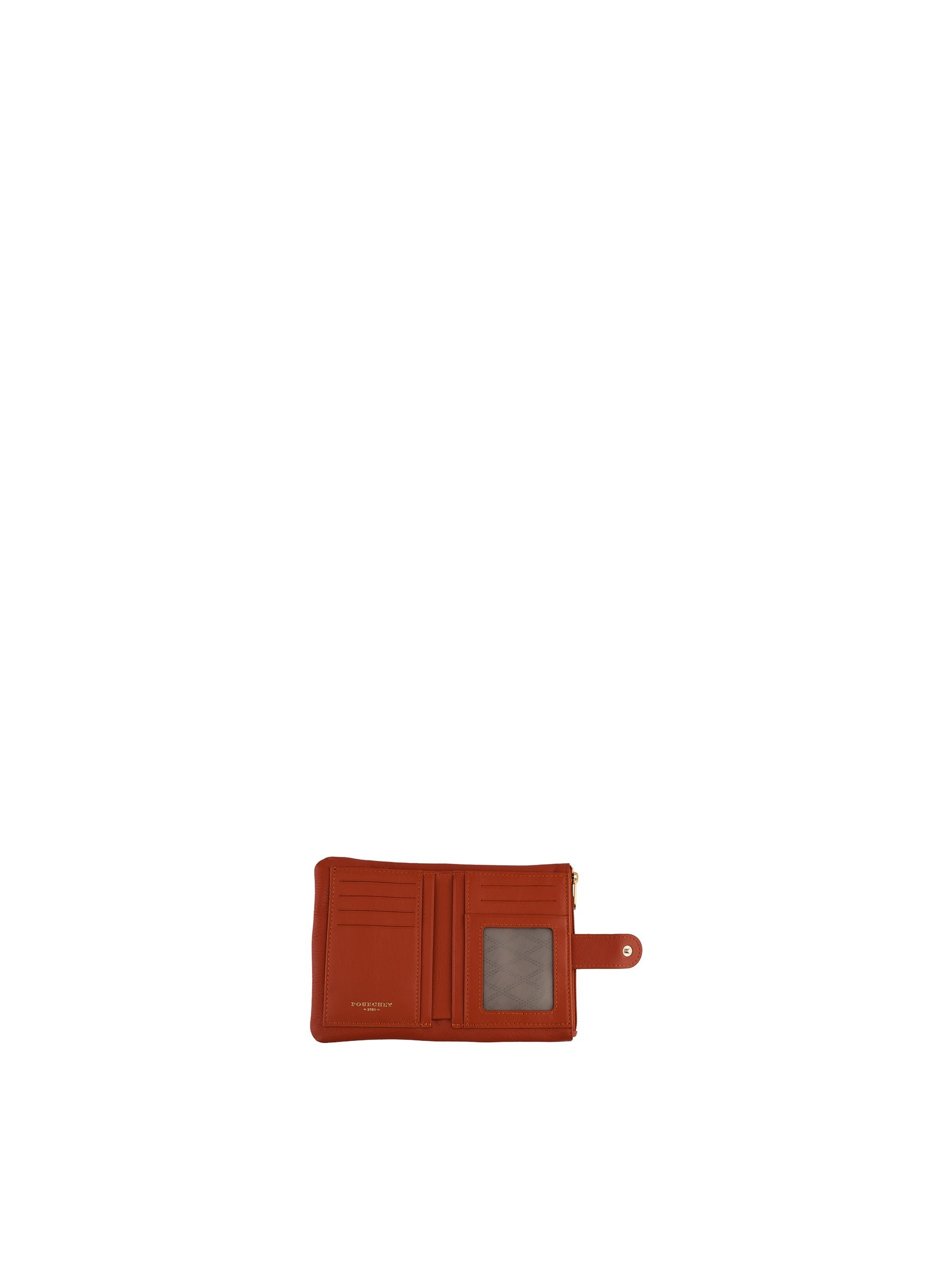Calfskin leather coin purse POURCHET Orange