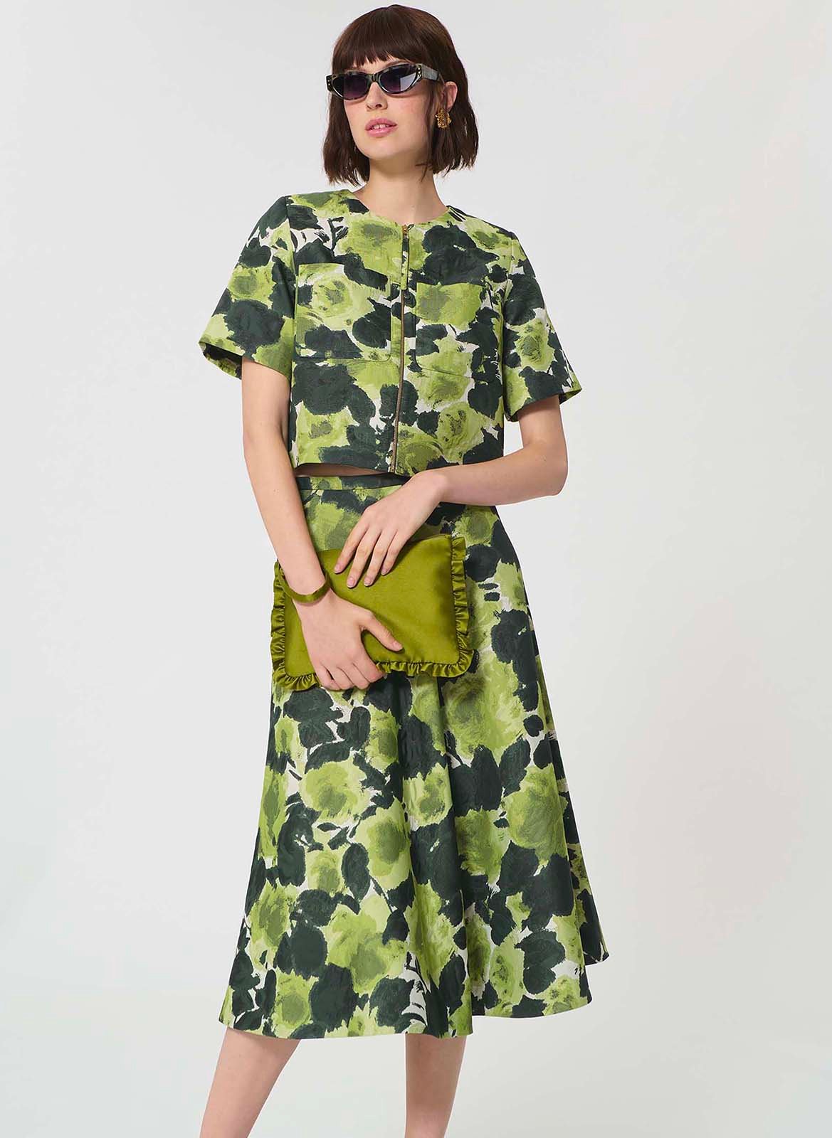 Round neck jacquard pattern jacket TARA JARMON White