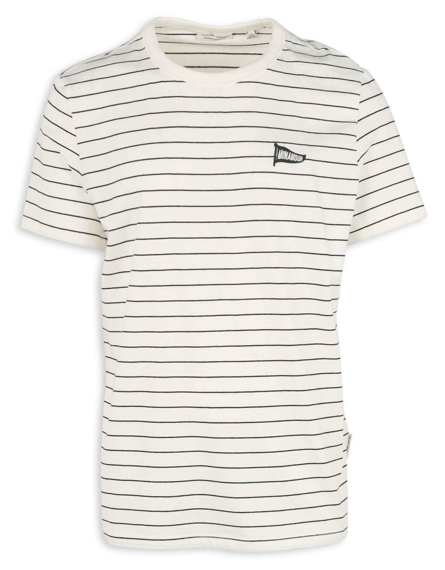 Tee-shirt droit col rond rayé CASUAL FRIDAY Blanc