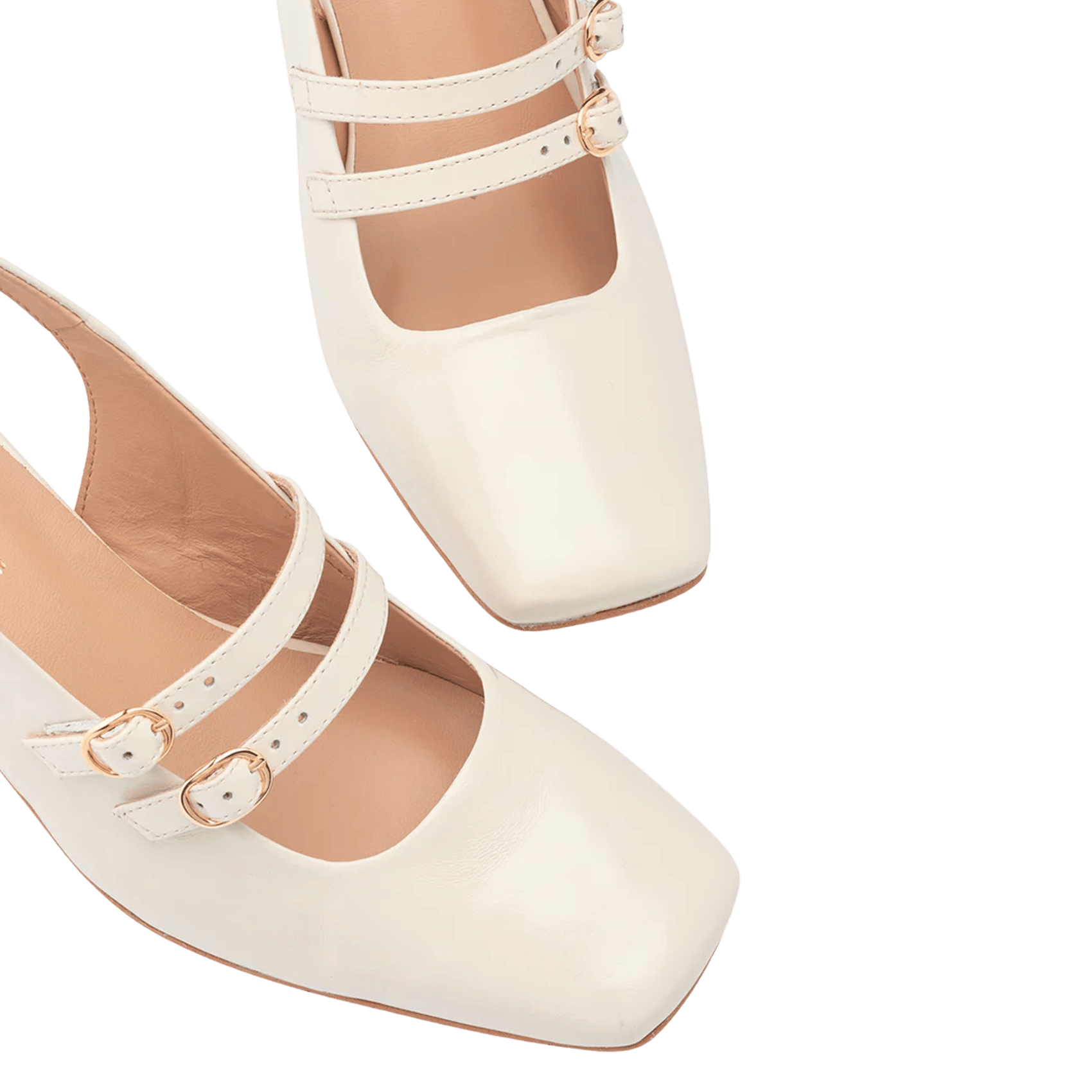 Babies à talons en cuir vernis COSMOPARIS Beige