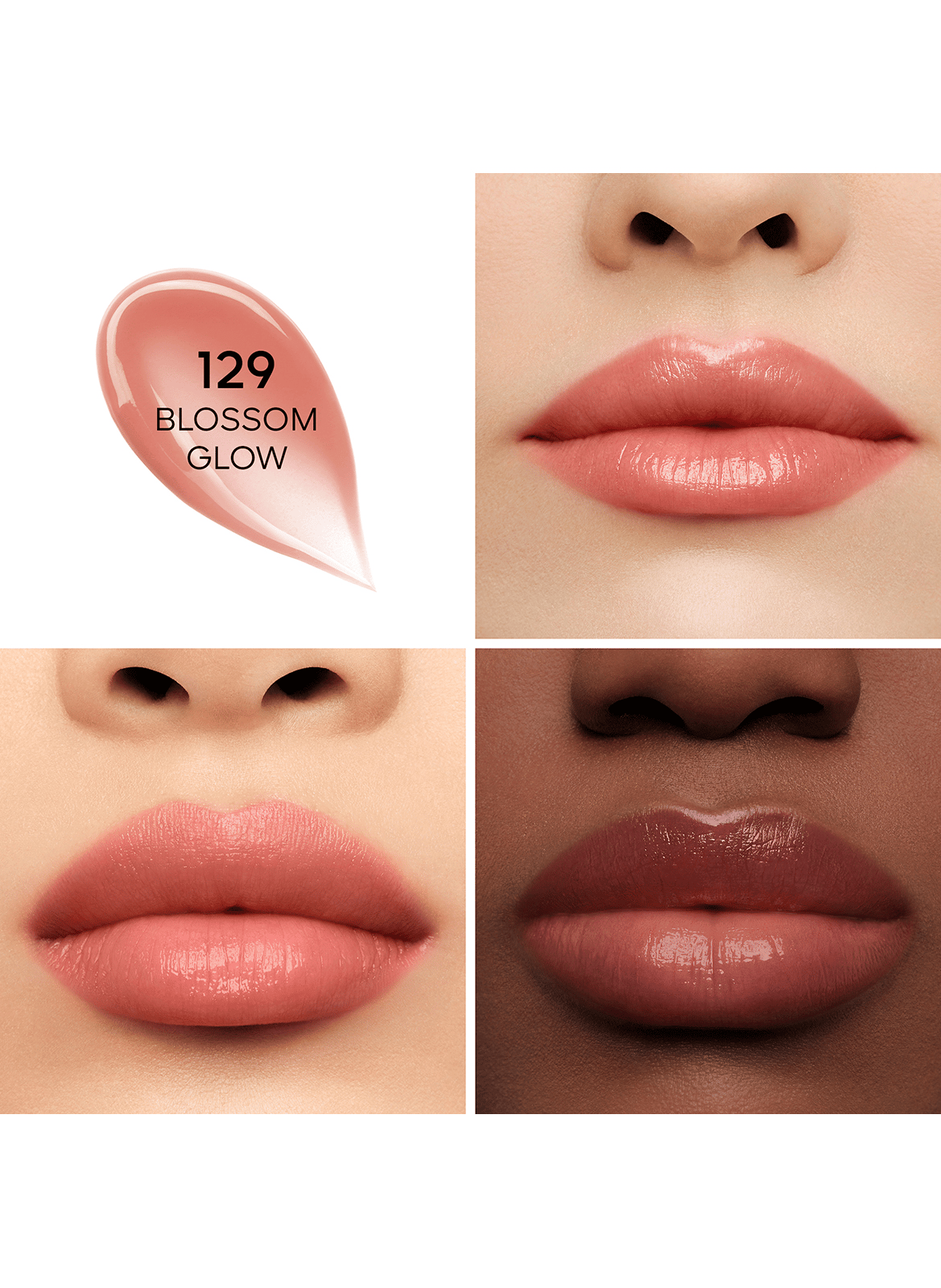 KISSKISS BEE GLOW Tinted honey-infused balm with 98% natural-origin ingredients GUERLAIN 129 blossom kiss