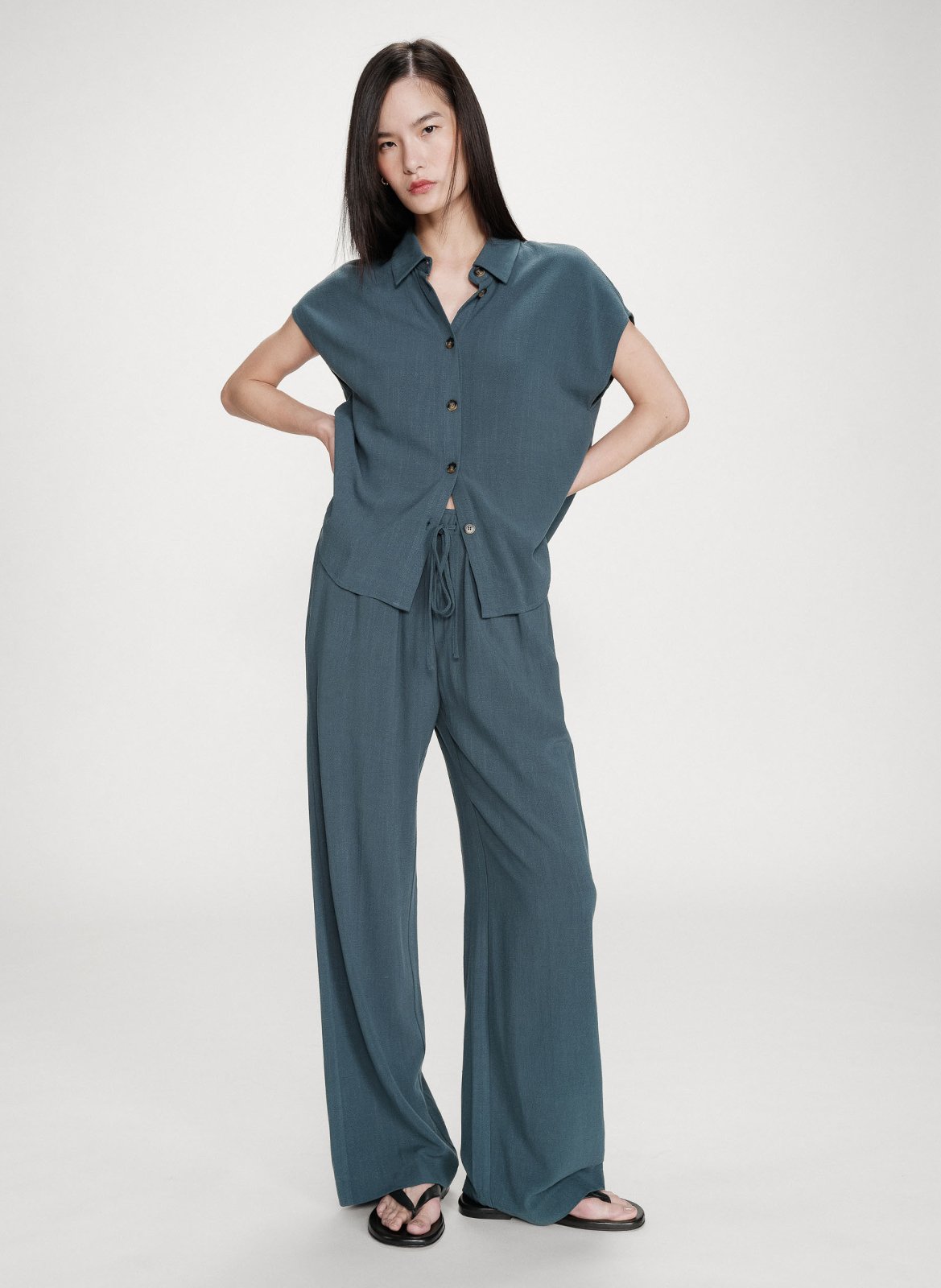 Pantalon long taille haute uni GRACE ET MILA Vert