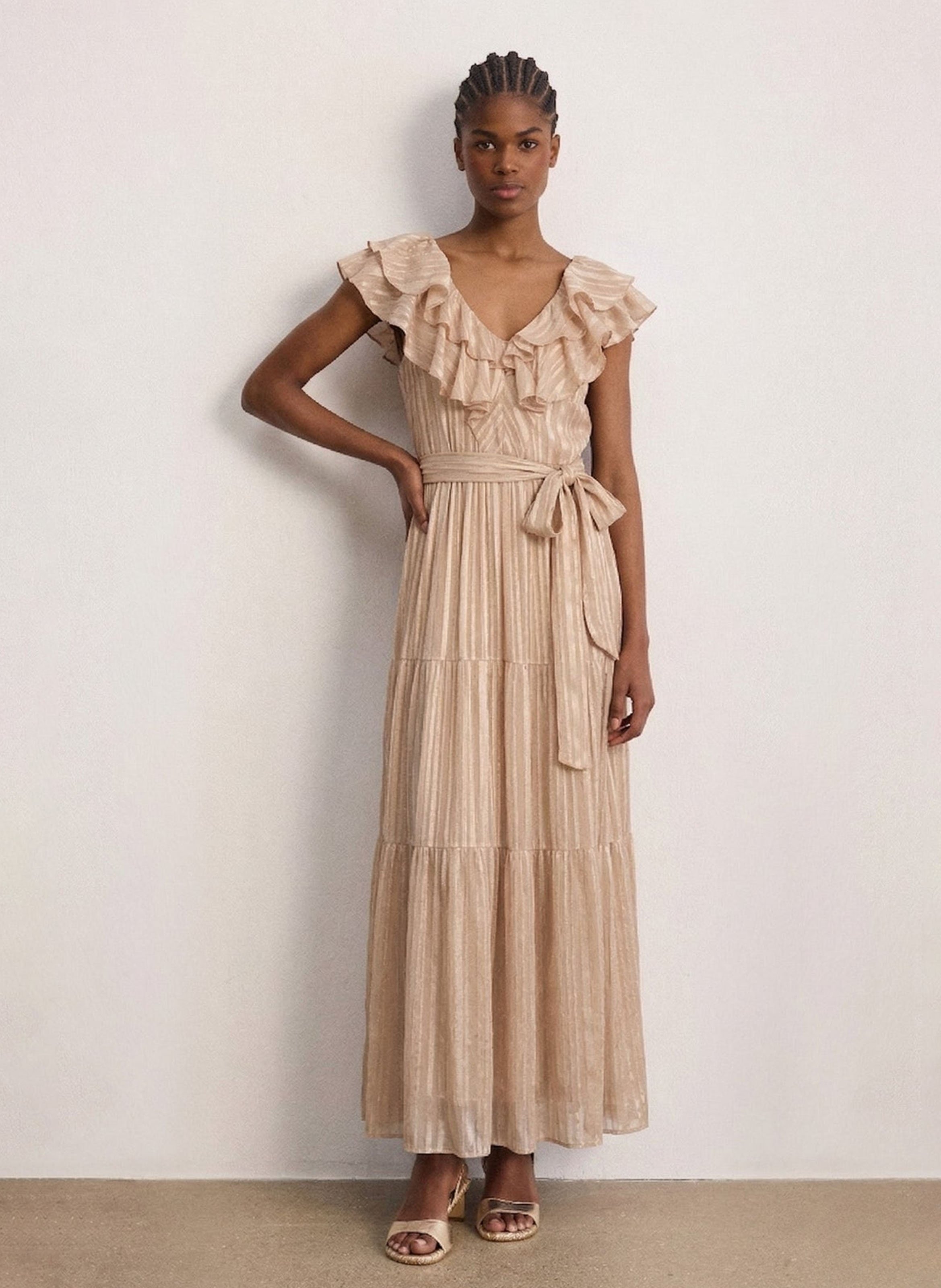 Striped ruffled maxi dress PABLO