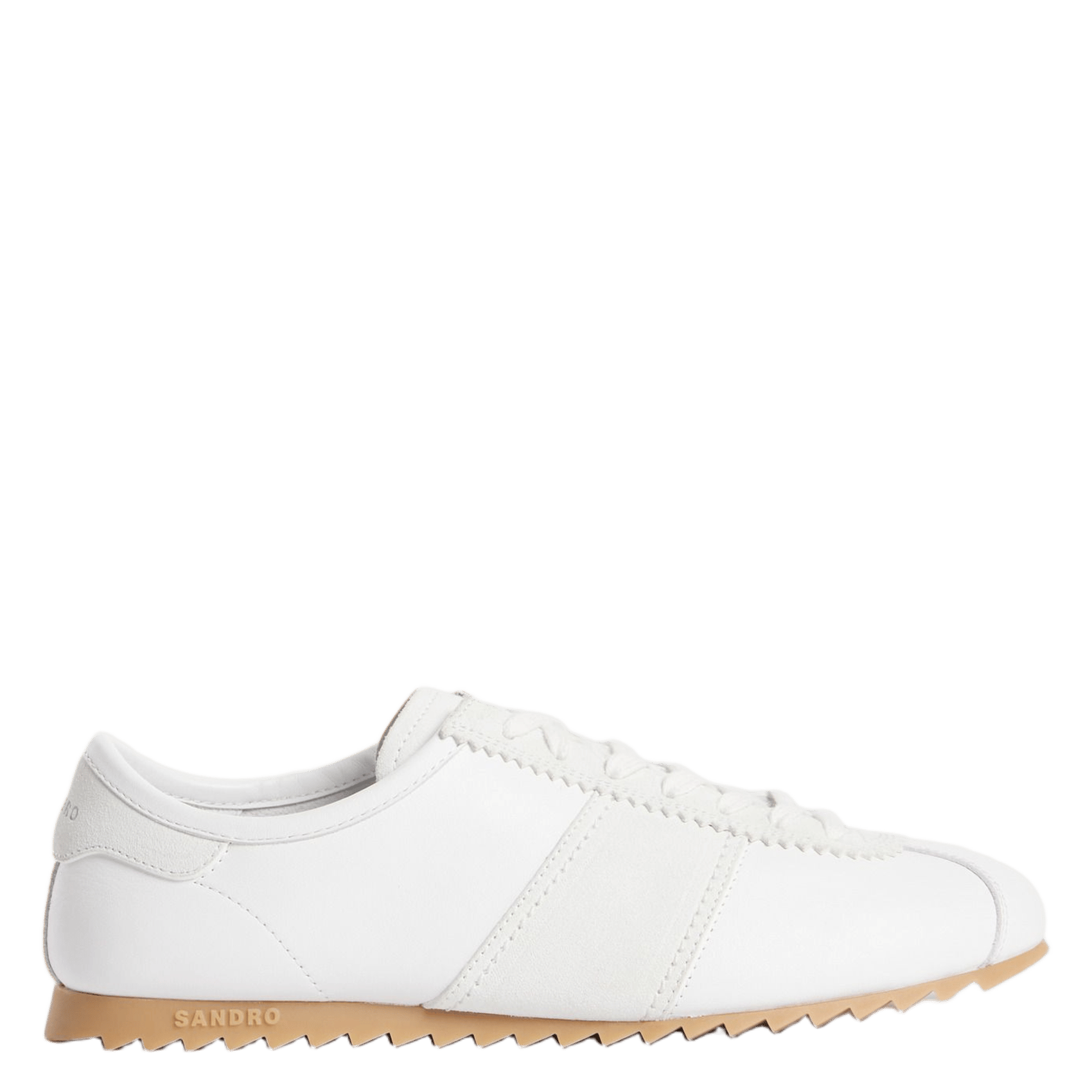 Low-top lace-up leather sneakers SANDRO White