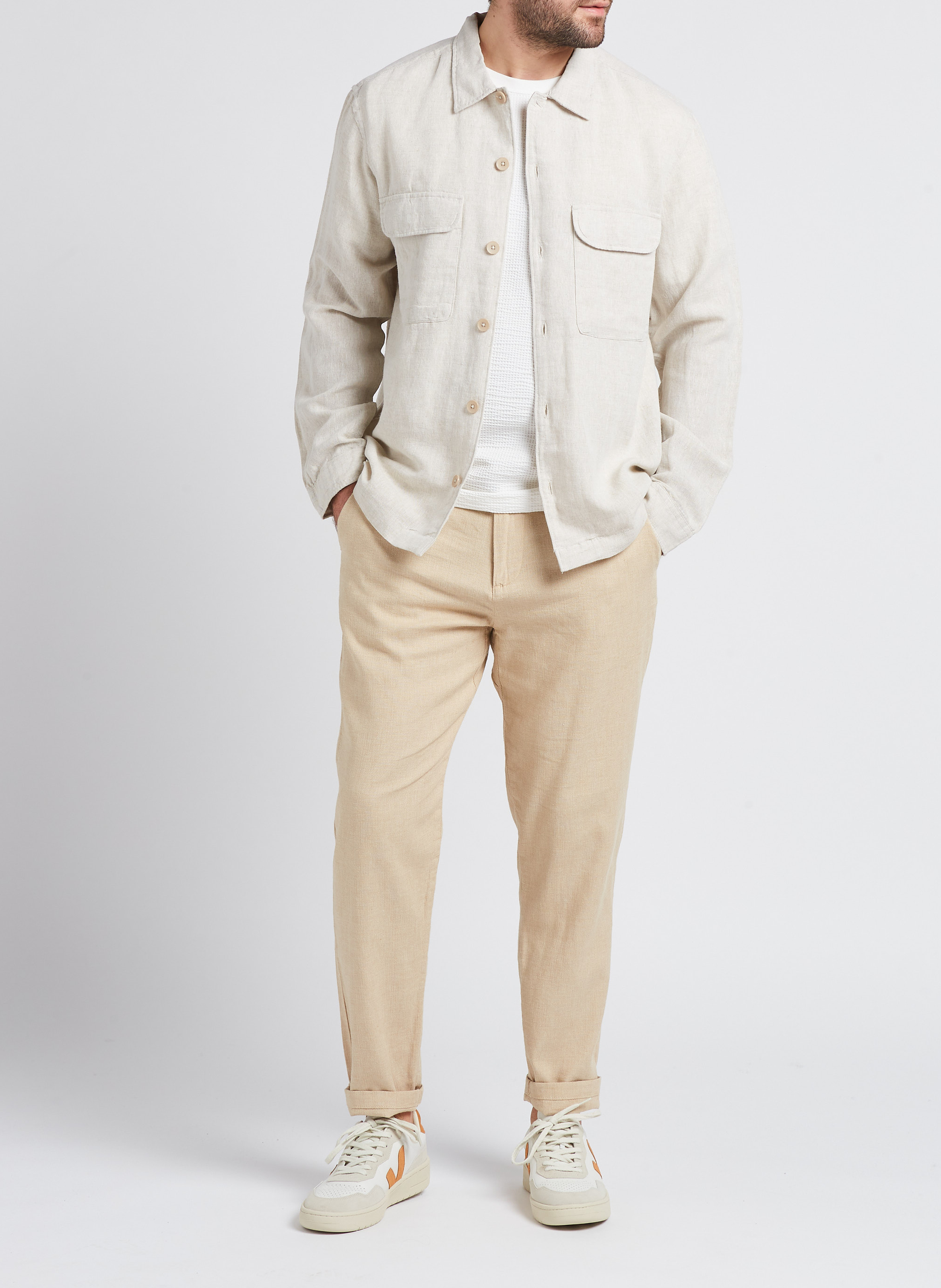 Gerade geschnittene Hose aus Bio-Baumwoll-Mix SELECTED Beige