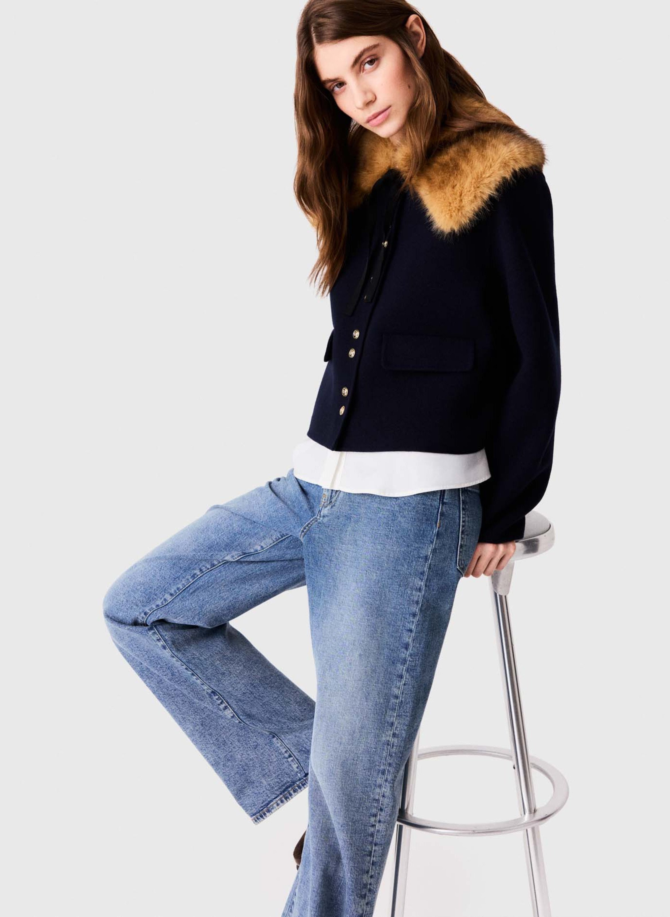 Recht vest met afneembare kraag van gemengde wol MAJE Blauw
